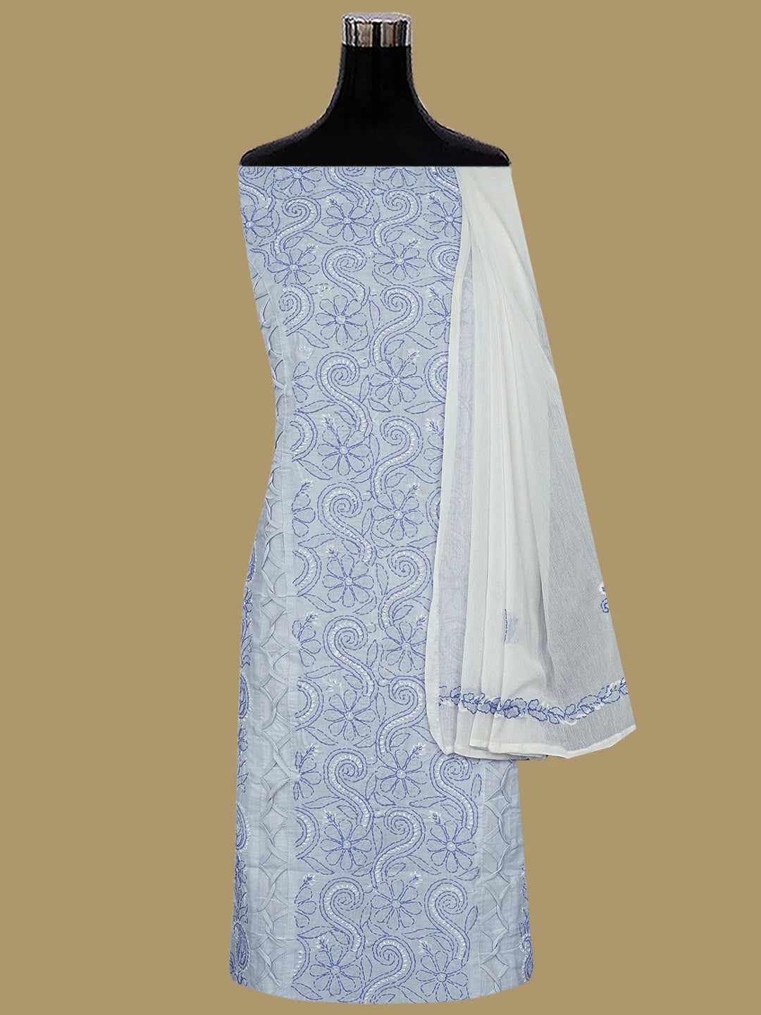 Ada Hand Embroidered Lavender Cotton Lucknowi Chikankari Unstitched Suit Piece 01A853047