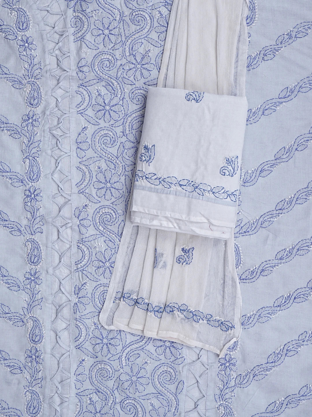 Ada Hand Embroidered Lavender Cotton Lucknowi Chikankari Unstitched Suit Piece 01A853047
