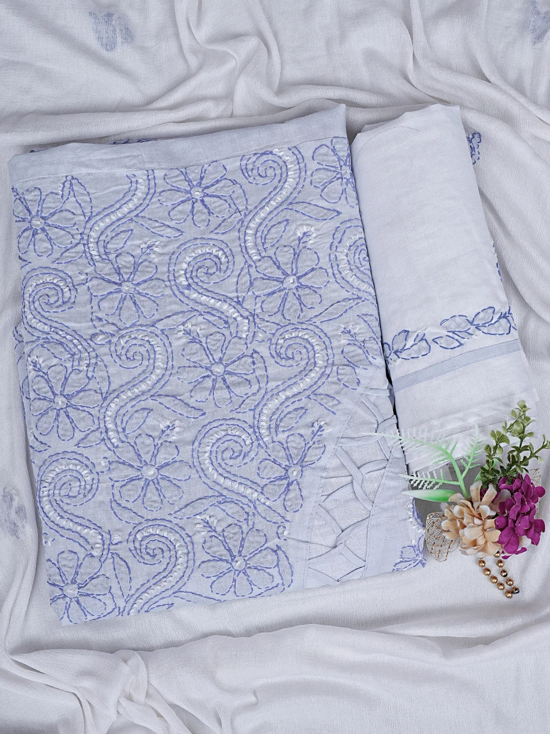 Ada Hand Embroidered Lavender Cotton Lucknowi Chikankari Unstitched Suit Piece 01A853047