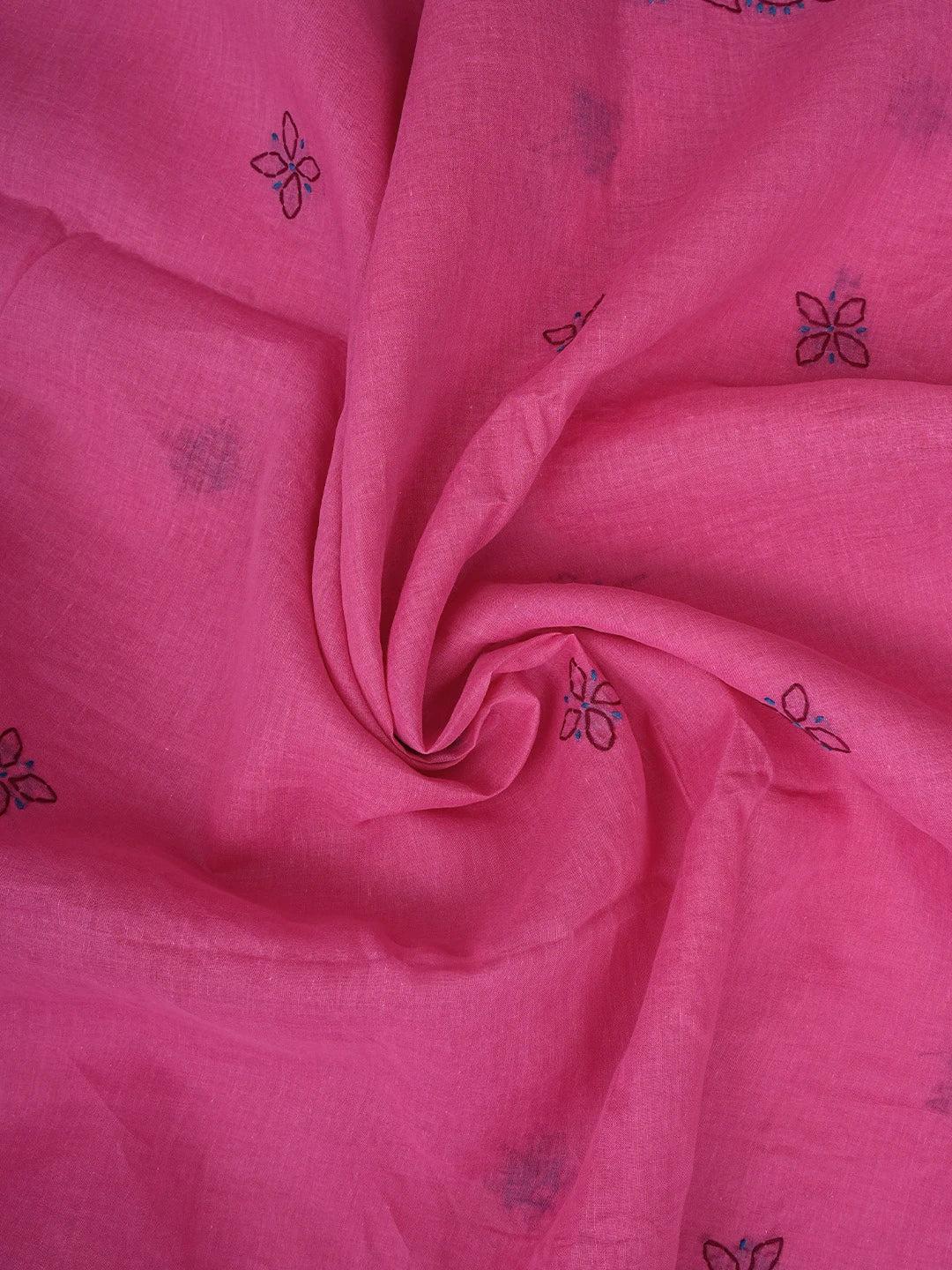 Ada Hand Embroidered Magenta Cotton Lucknowi Chikankari Unstitched Suit Piece 01A853542