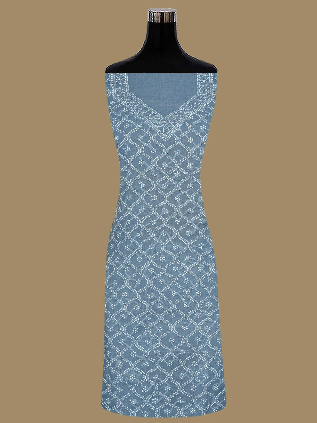 Ada Hand Embroidered Dark Grey Cotton Lucknowi Chikankari Unstitched Suit Piece 01A853583