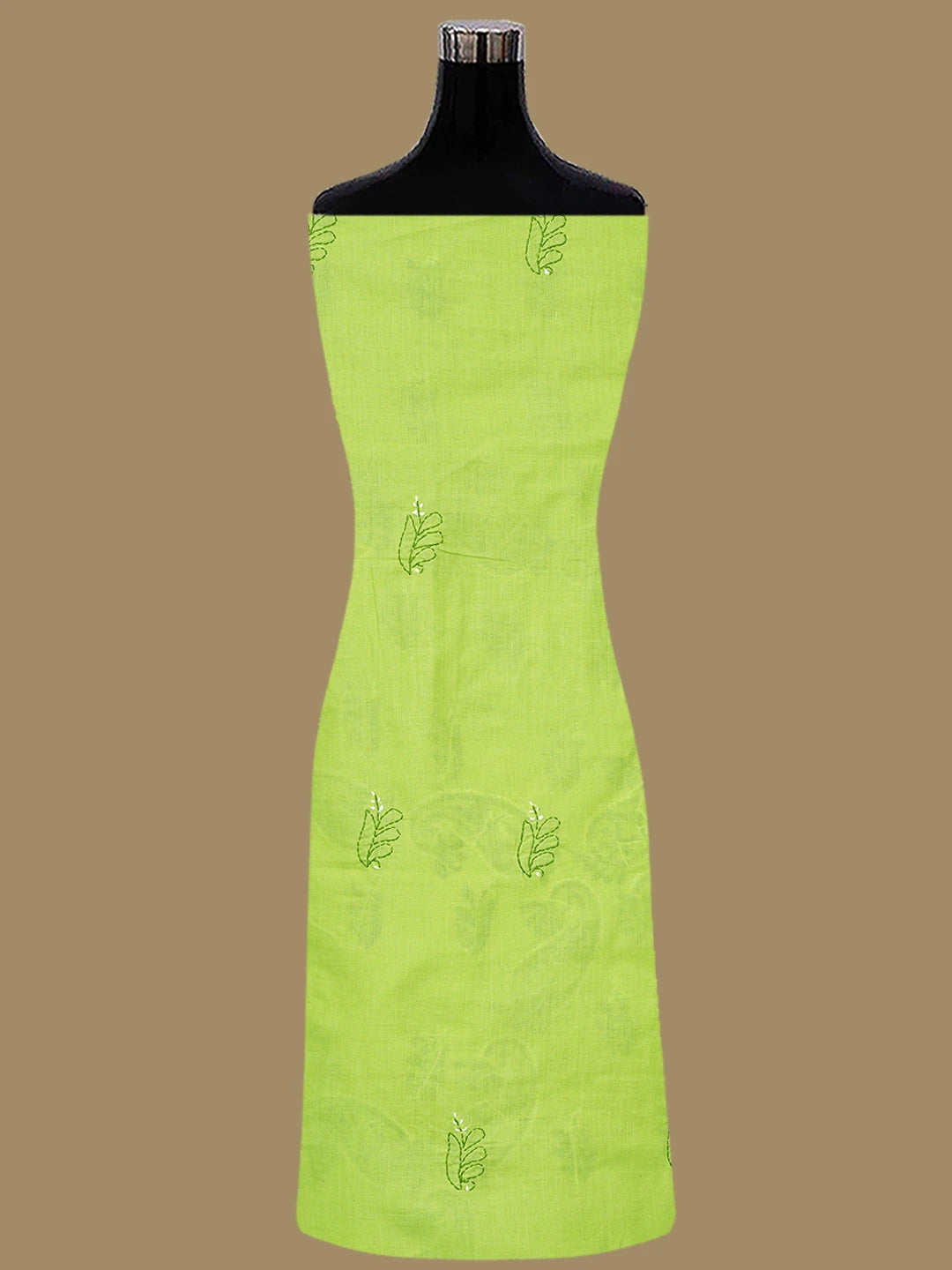 Ada Hand Embroidered Green Cotton Lucknowi Chikankari Unstitched Suit Piece 01A853033