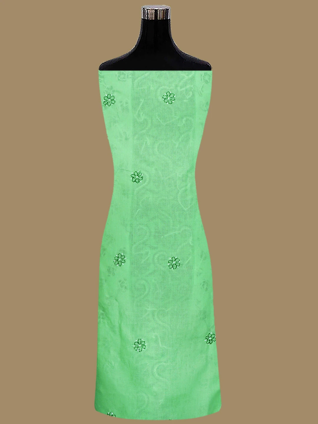 Ada Hand Embroidered Green And White Cotton Lucknowi Chikankari Unstitched Suit Piece 01A853029