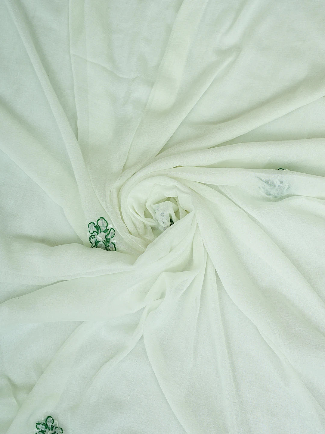 Ada Hand Embroidered Green And White Cotton Lucknowi Chikankari Unstitched Suit Piece 01A853029