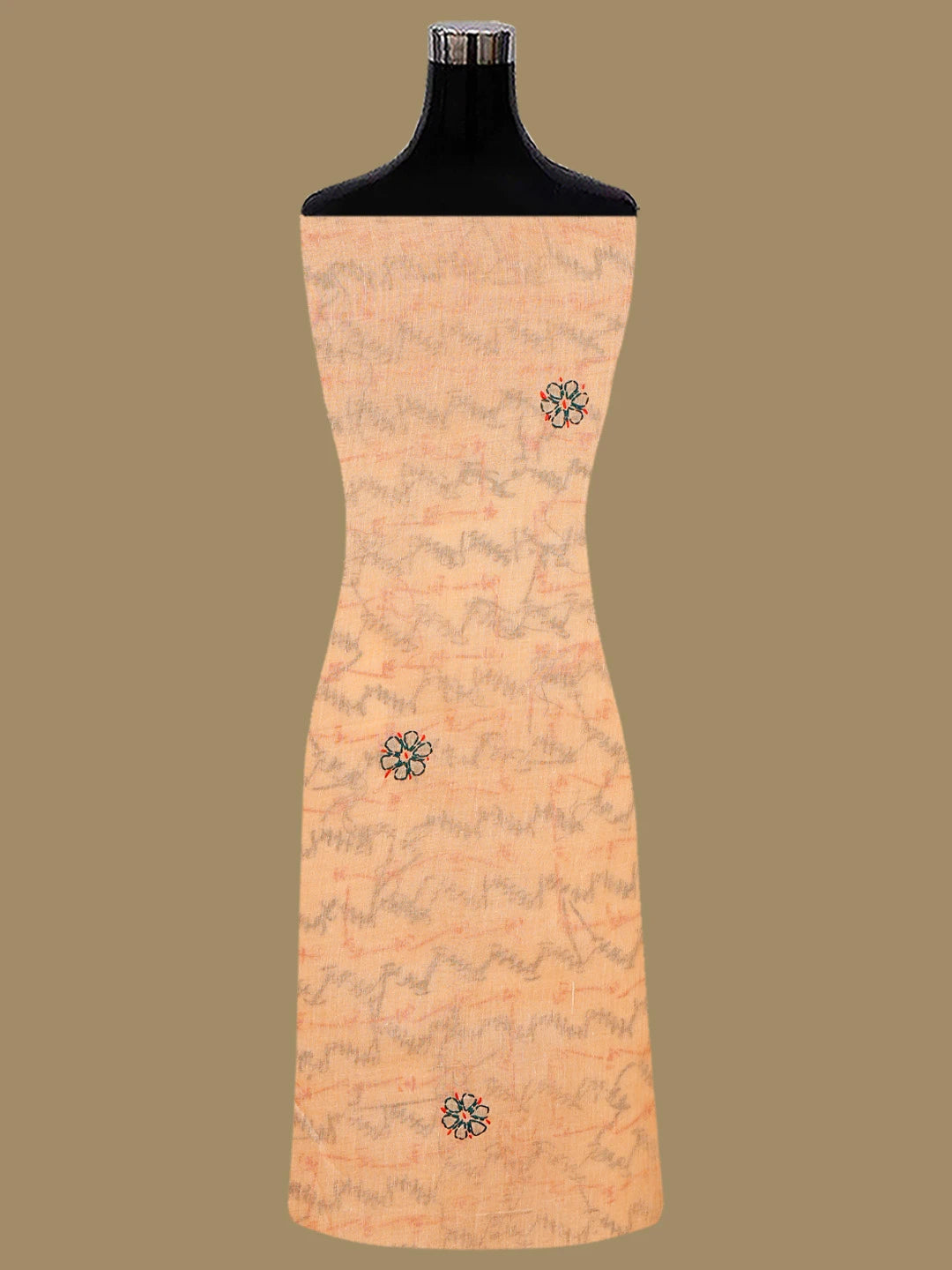 Ada Hand Embroidered Bright Peach Cotton Lucknowi Chikankari Unstitched Suit Piece 01A853429