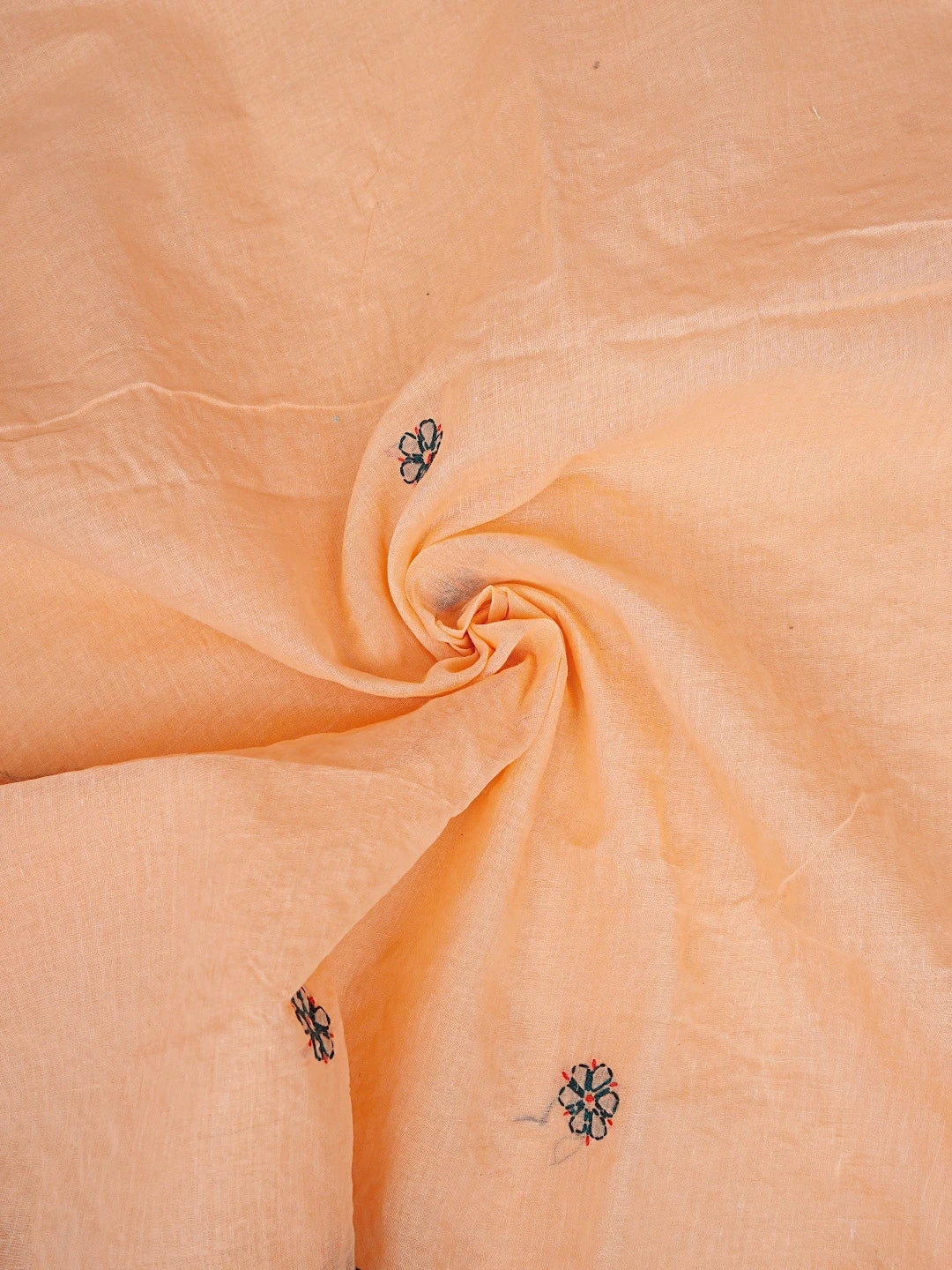 Ada Hand Embroidered Bright Peach Cotton Lucknowi Chikankari Unstitched Suit Piece 01A853429