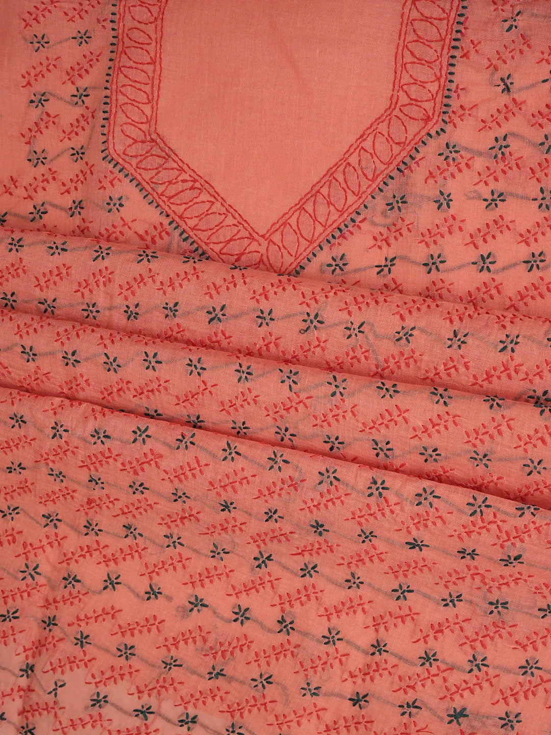 Ada Hand Embroidered Dark Pink Cotton Lucknowi Chikankari Unstitched Suit Piece 01A853430