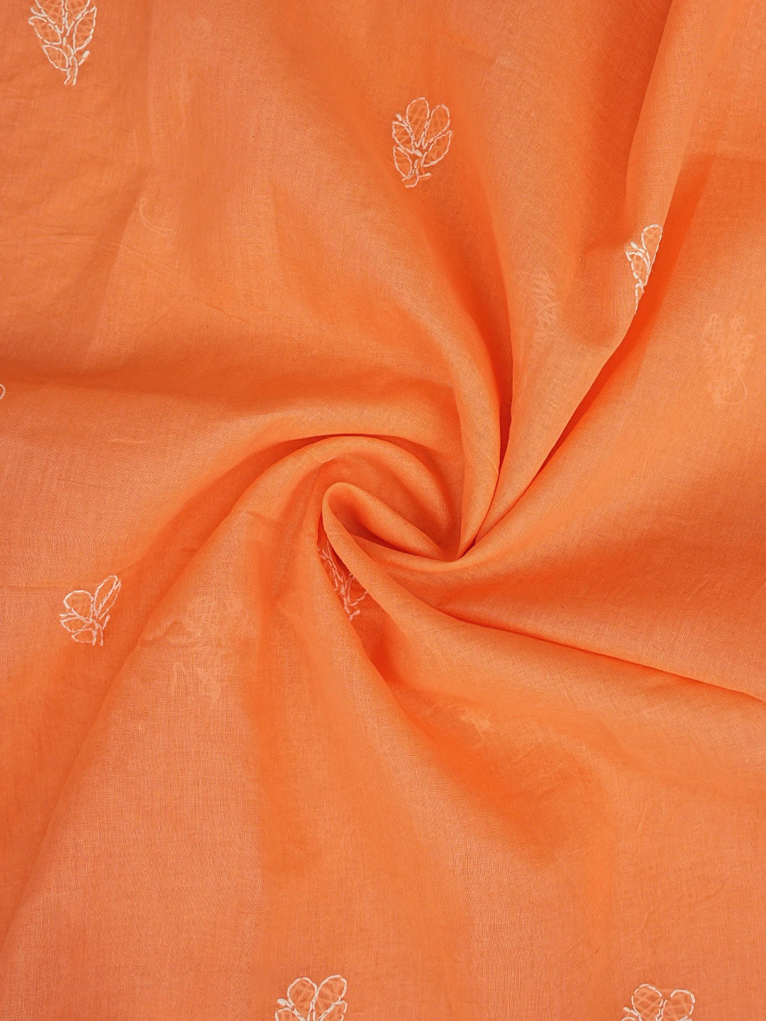 Ada Hand Embroidered Bright Peach Cotton Lucknowi Chikankari Unstitched Suit Piece 01A853594