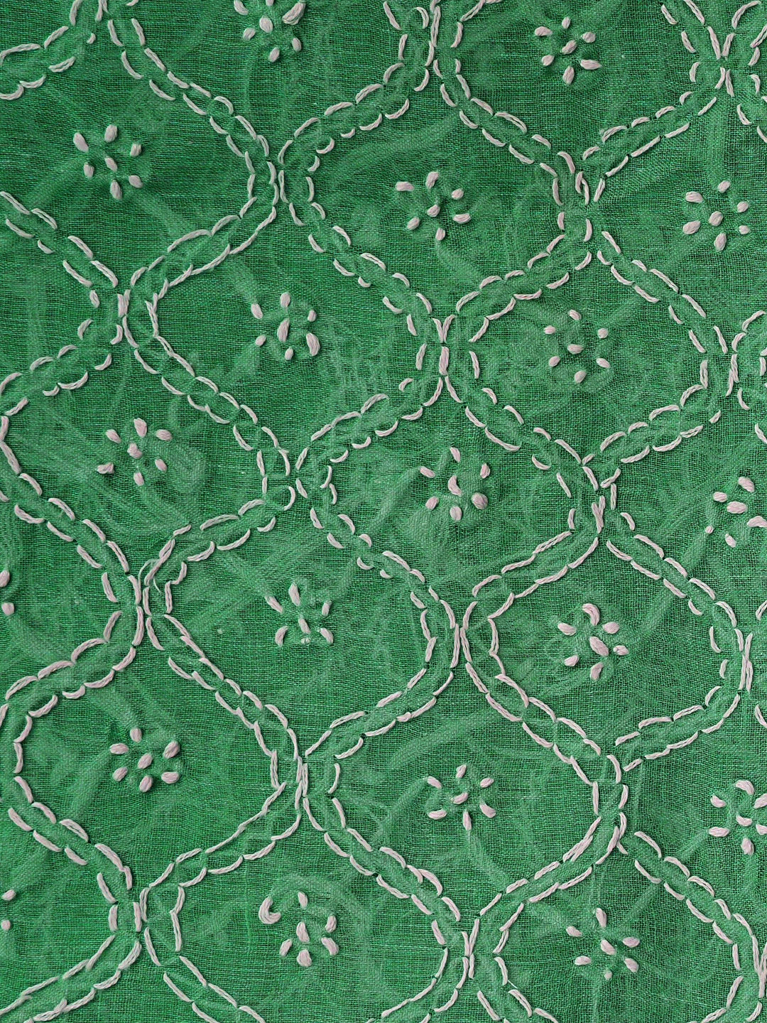 Ada Hand Embroidered Juniper Green Cotton Lucknowi Chikankari Unstitched Suit Piece 01A853591
