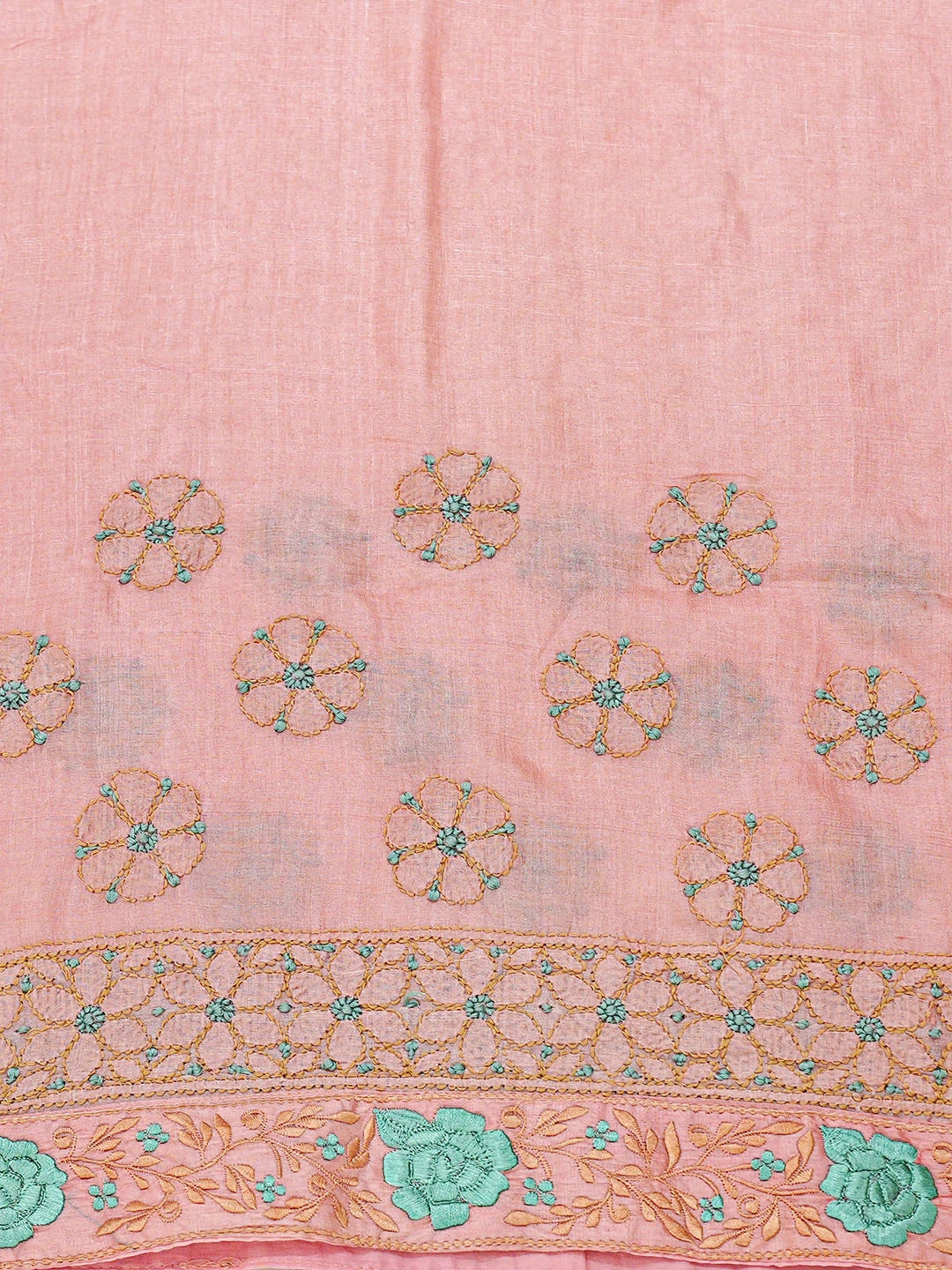 Ada Hand Embroidered Dusty Pink Silk Lucknowi Chikankari Saree with Blouse 01A842742