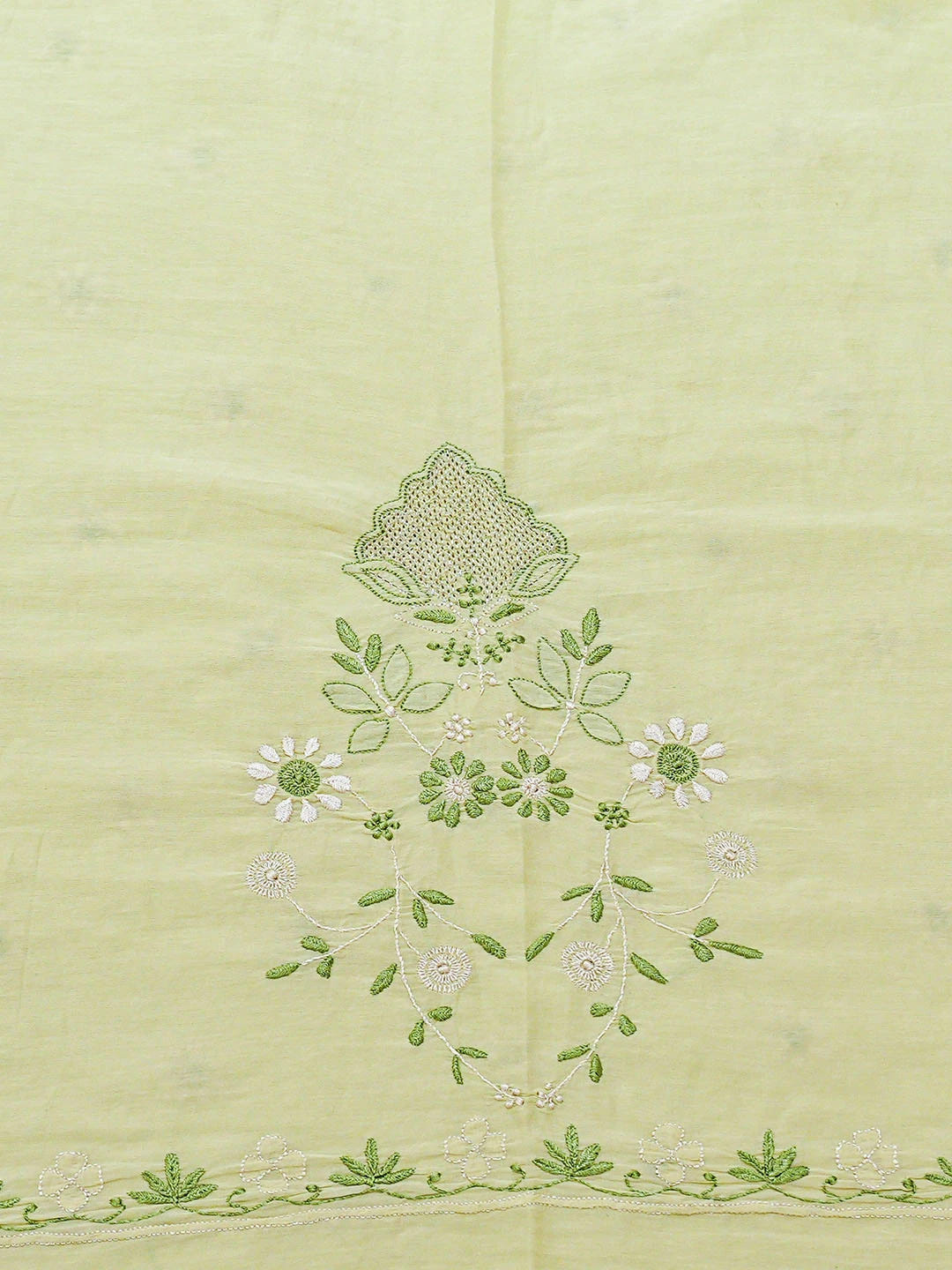 Ada Hand Embroidered Pista Green Banana Lucknowi Chikankari Saree and Blouse With Zari Work 01A616173