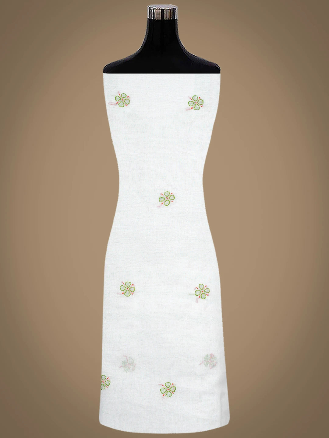 Ada Hand Embroidered White Cotton Lucknowi Chikankari Unstitched Suit Piece 01A853427