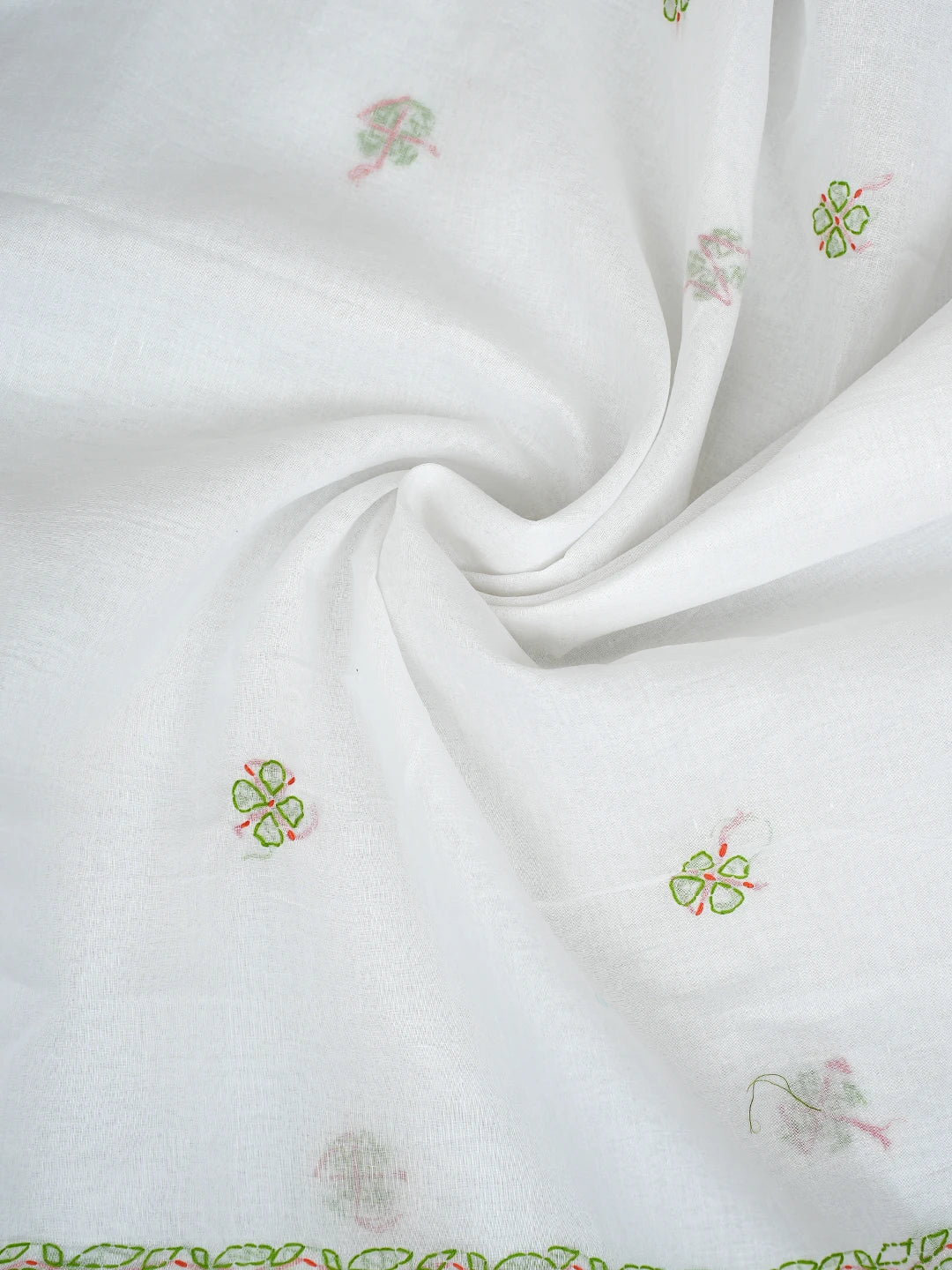 Ada Hand Embroidered White Cotton Lucknowi Chikankari Unstitched Suit Piece 01A853427