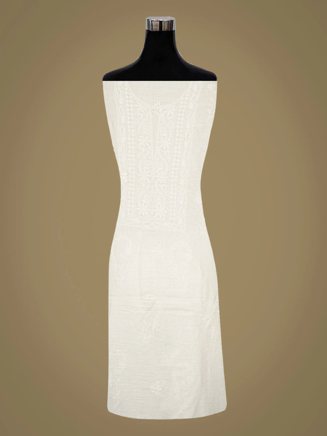 Ada Hand Embroidered White Cotton Lucknowi Chikankari Unstitched Kurta Dupatta Set 01A392187