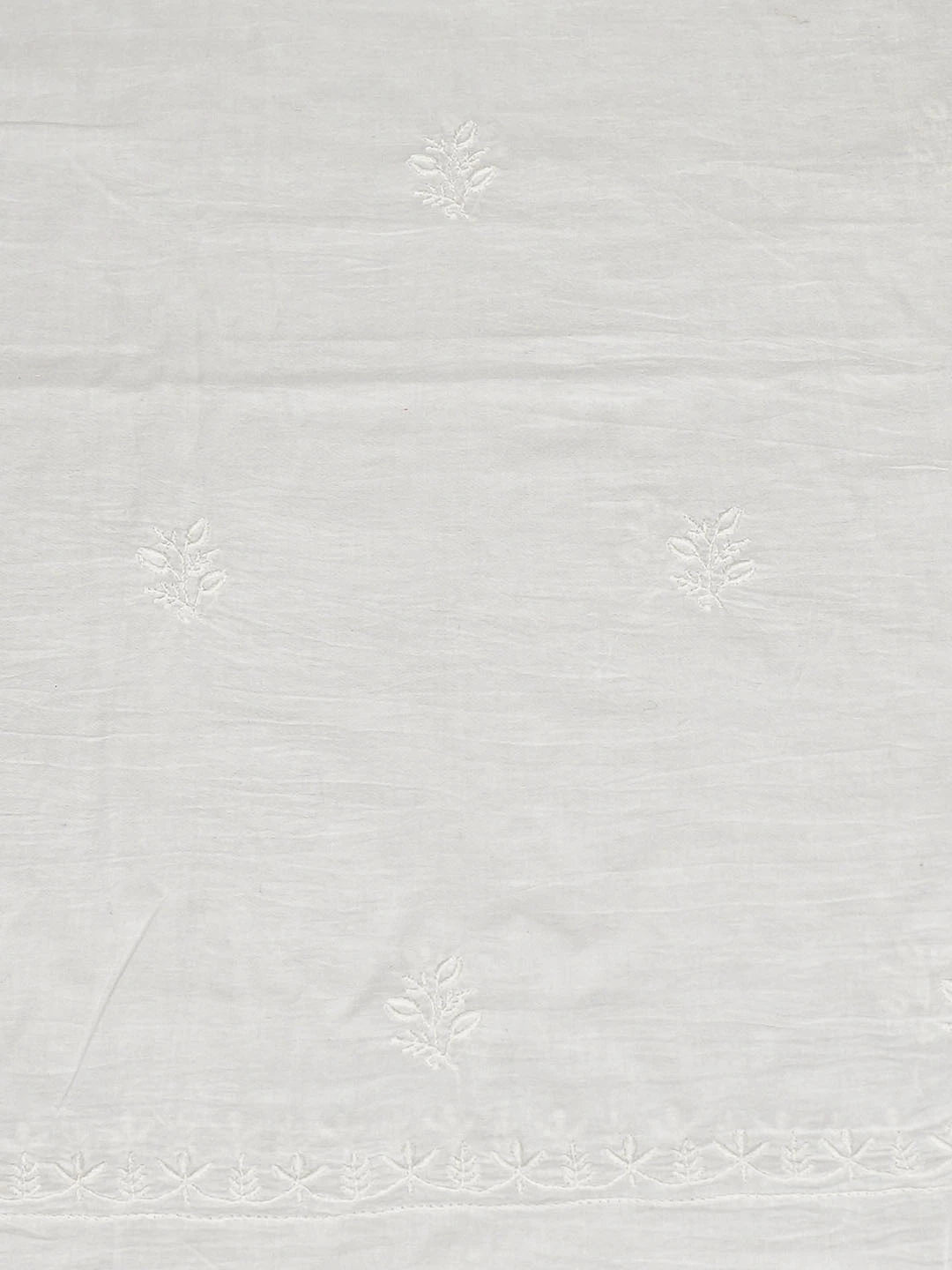 Ada Hand Embroidered White Cotton Lucknowi Chikankari Unstitched Kurta Dupatta Set 01A392187