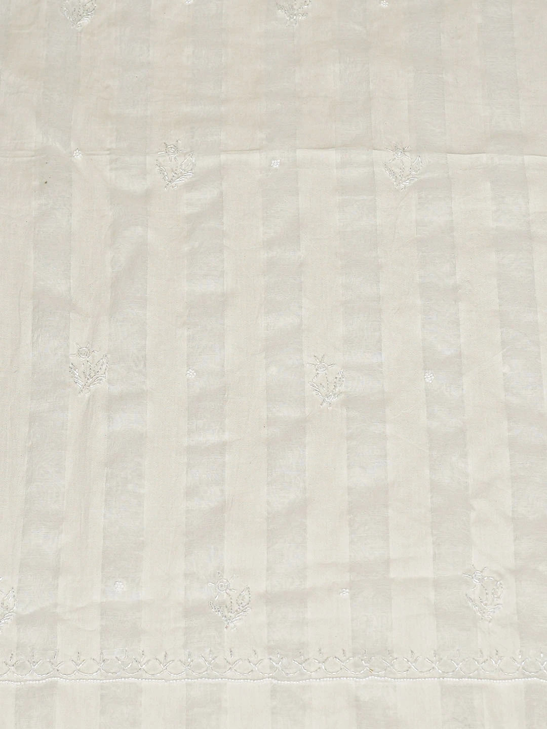 Ada Hand Embroidered White Chanderi Lucknowi Chikankari Unstitched Kurta Dupatta Set With Cutdana Work 01A850915