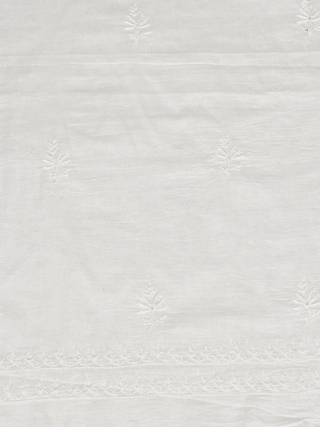 Ada Hand Embroidered White Cotton Lucknowi Chikankari Unstitched Kurta Dupatta Set 01A621875