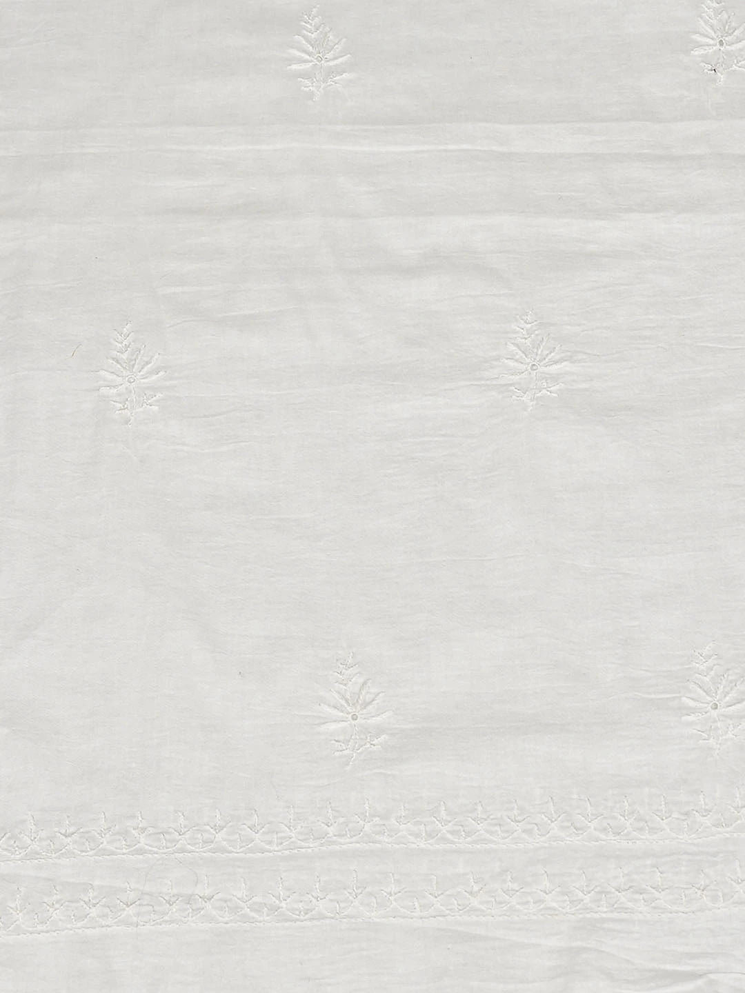 Ada Hand Embroidered White Cotton Lucknowi Chikankari Unstitched Kurta Dupatta Set 01A621875
