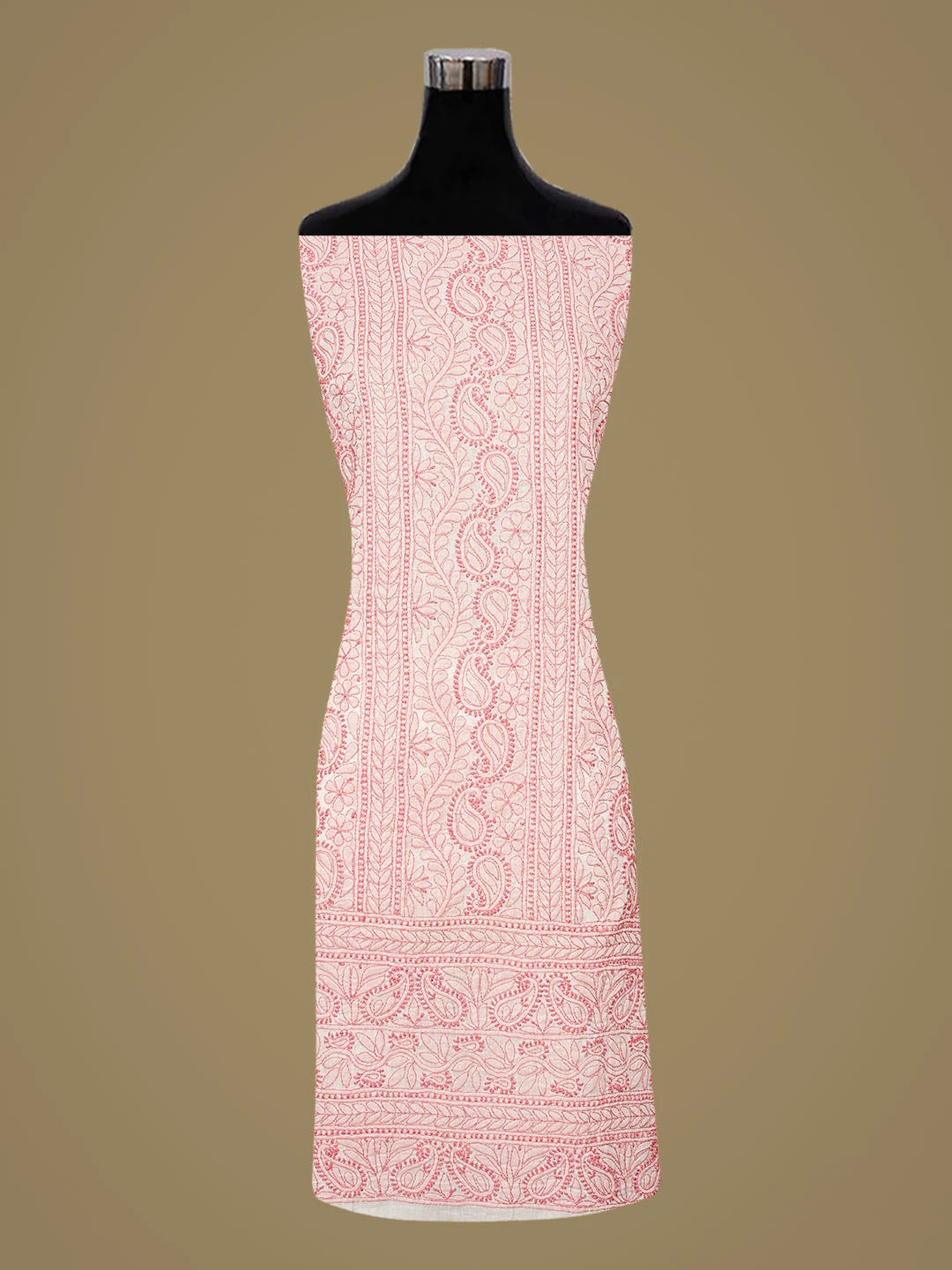 Ada Hand Embroidered White Cotton Lucknowi Chikankari Unstitched Suit Piece 01A239536
