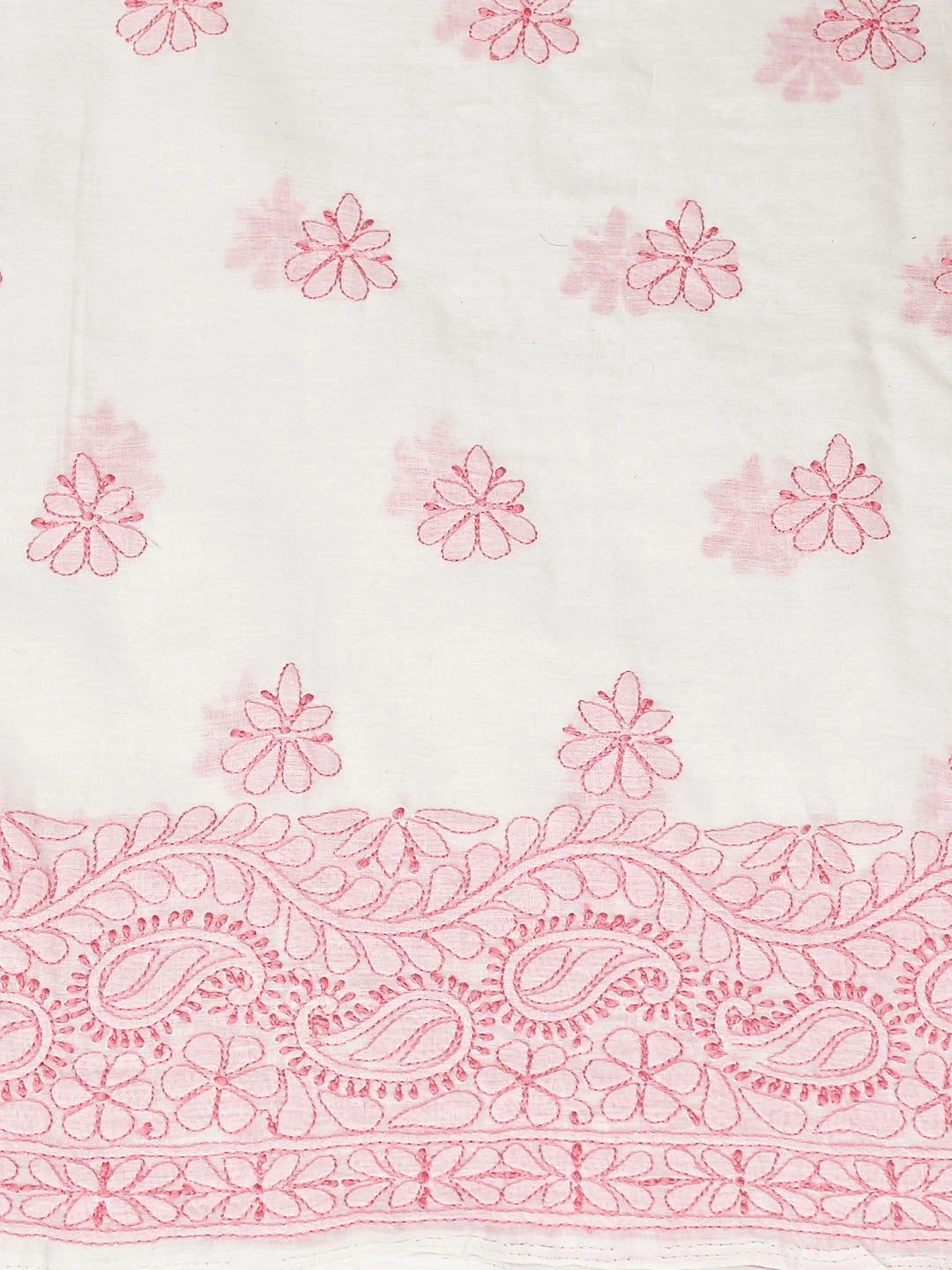 Ada Hand Embroidered White Cotton Lucknowi Chikankari Unstitched Suit Piece 01A239536
