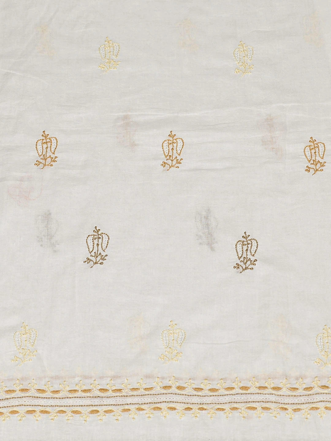 Ada Hand Embroidered White Cotton Lucknowi Chikankari Unstitched Suit Piece 01A37712
