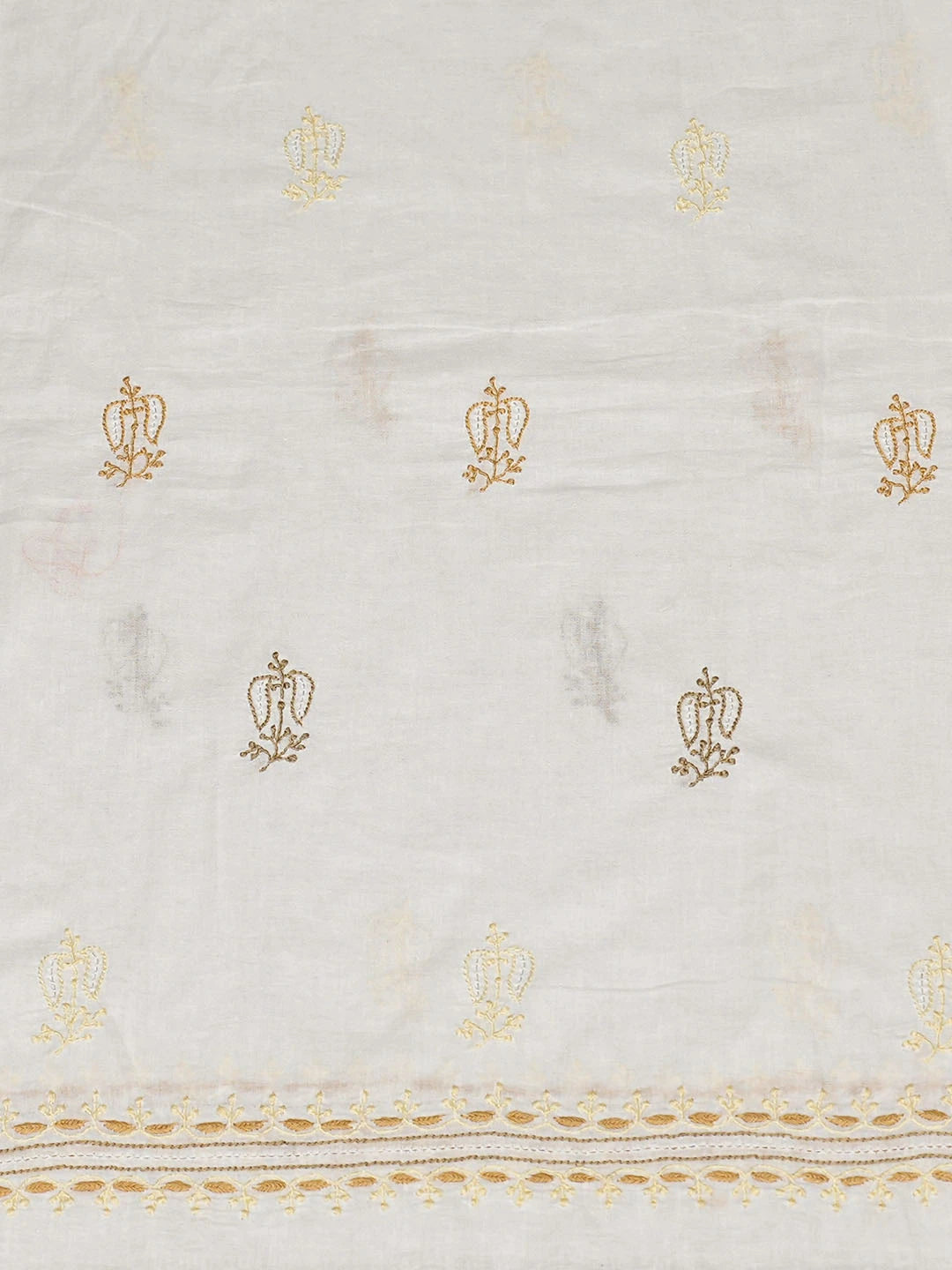 Ada Hand Embroidered White Cotton Lucknowi Chikankari Unstitched Suit Piece 01A37712