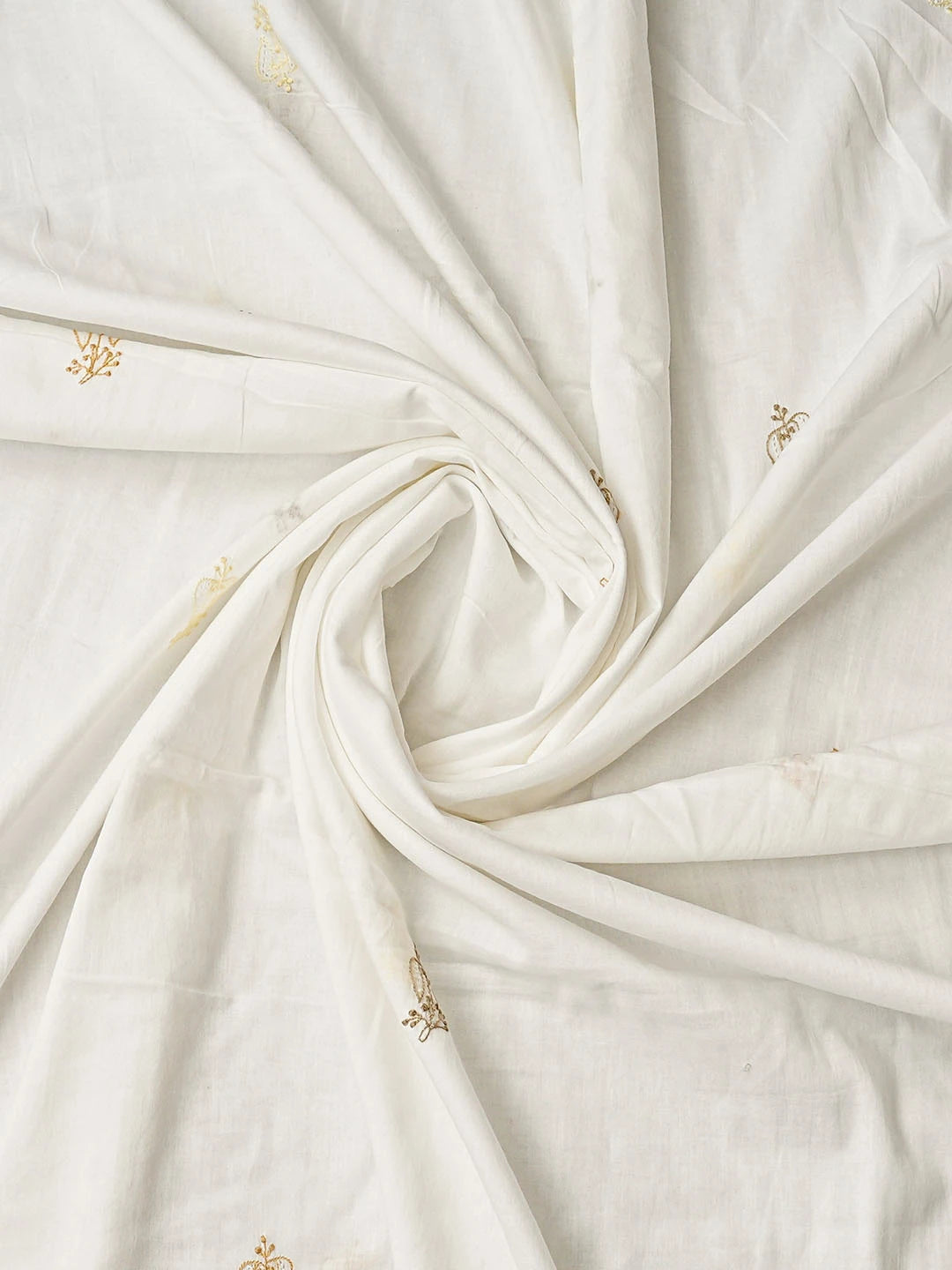 Ada Hand Embroidered White Cotton Lucknowi Chikankari Unstitched Suit Piece 01A37712