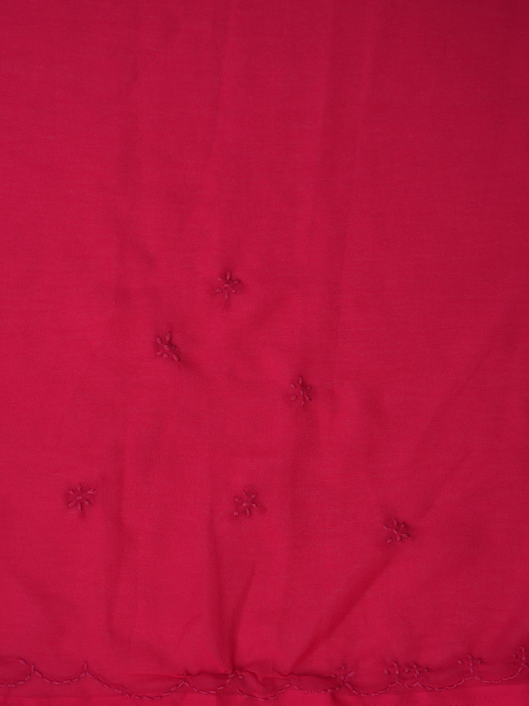 Ada Hand Embroidered Red Georgette Lucknowi Chikankari Saree With Blouse 01A853724