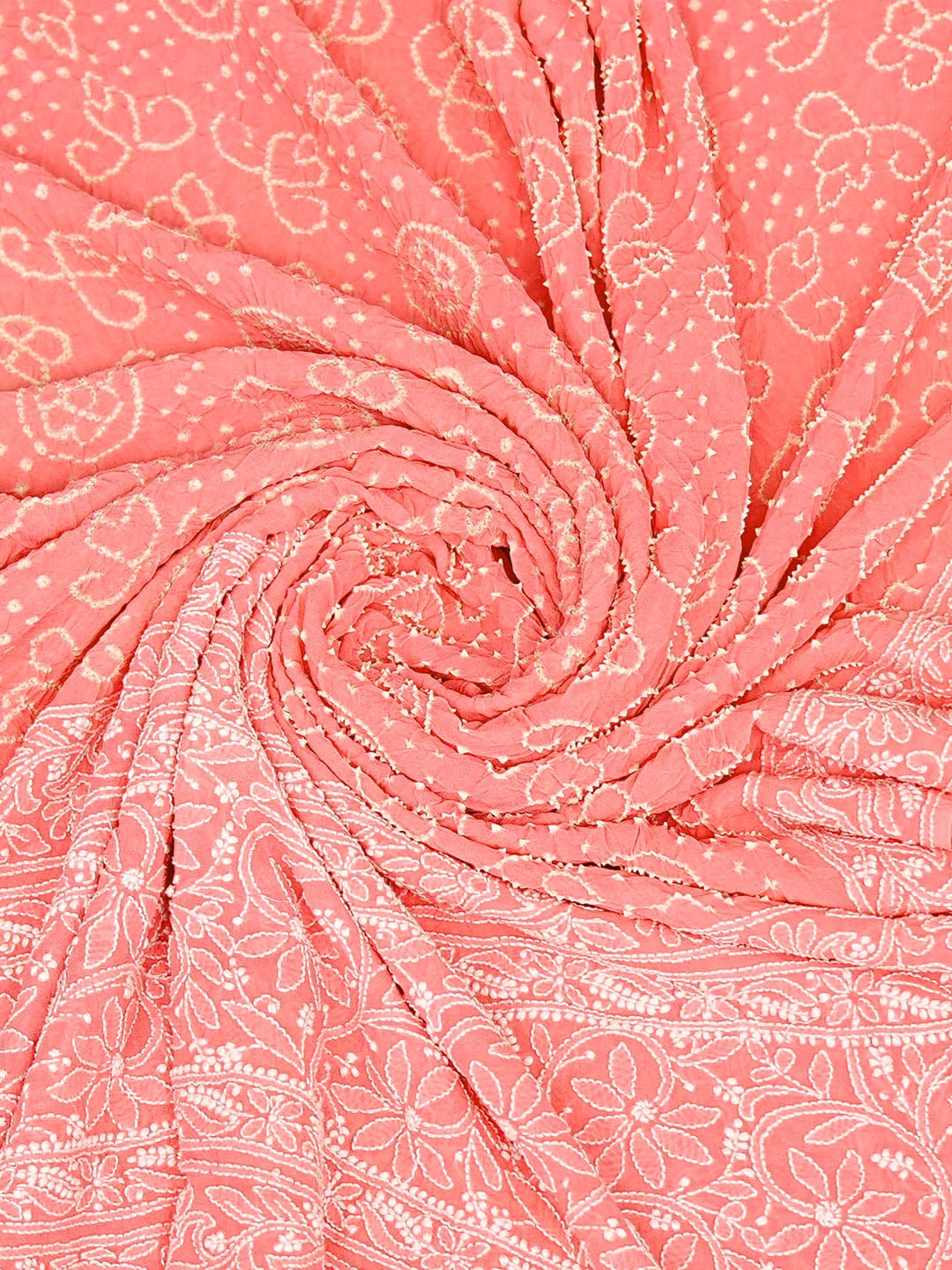 Ada Hand Embroidered Pink Pure Georgette Lucknowi Chikankari Dupatta 01A592077