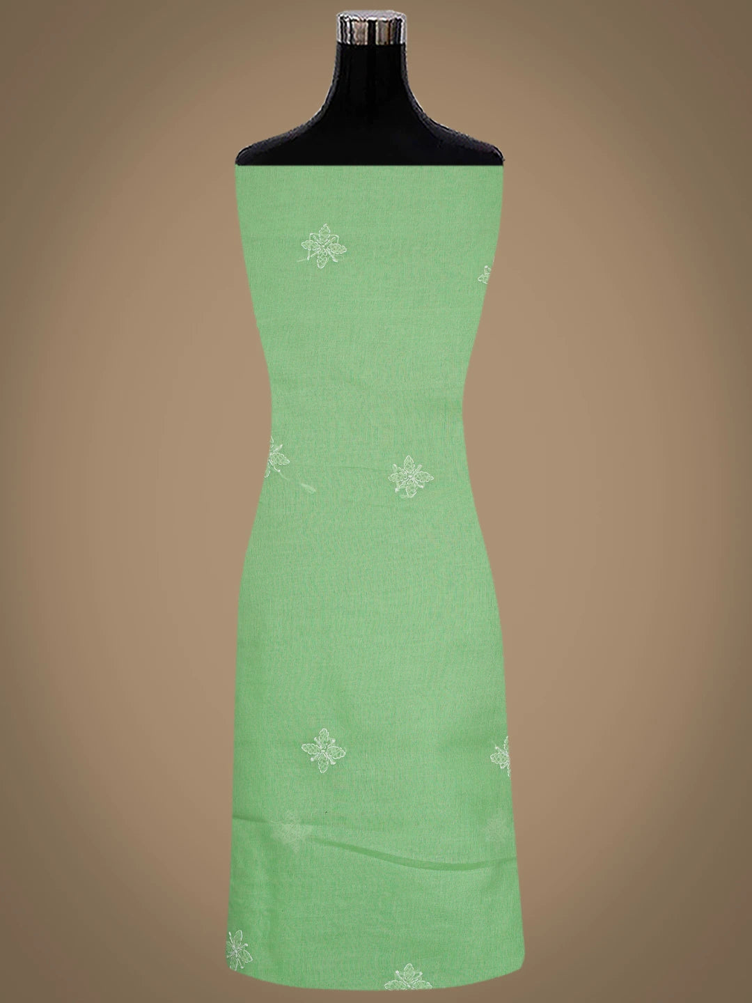 Ada Hand Embroidered Fern Green Cotton Lucknowi Chikankari Unstitched Suit Piece 01A853566