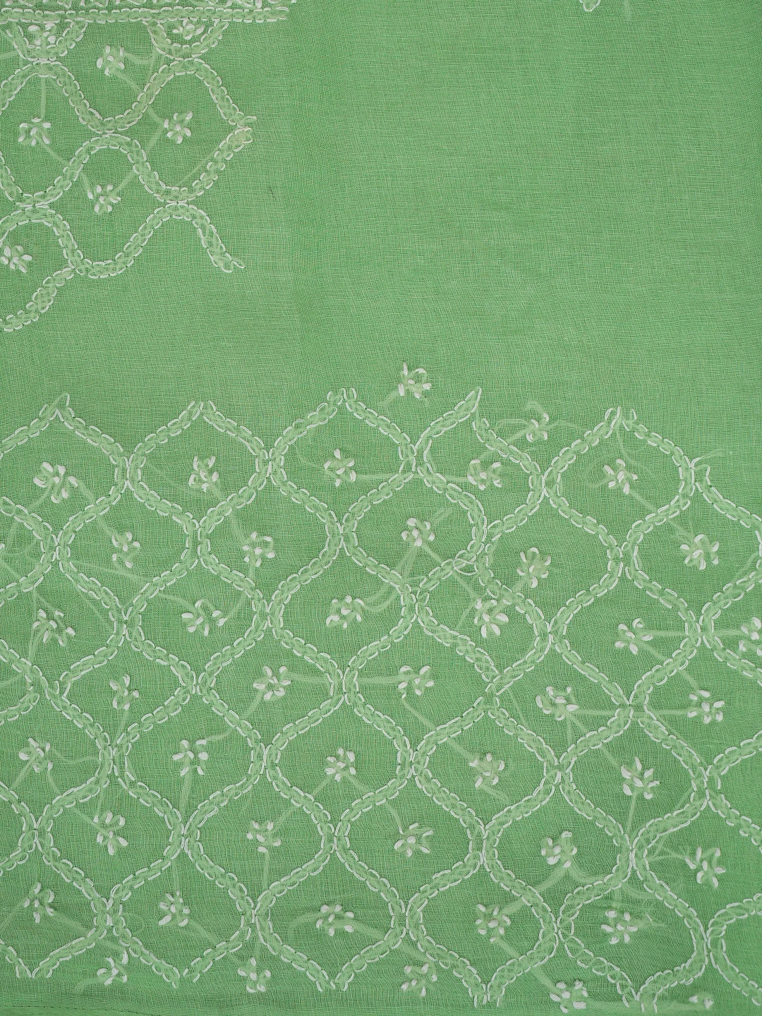Ada Hand Embroidered Fern Green Cotton Lucknowi Chikankari Unstitched Suit Piece 01A853566