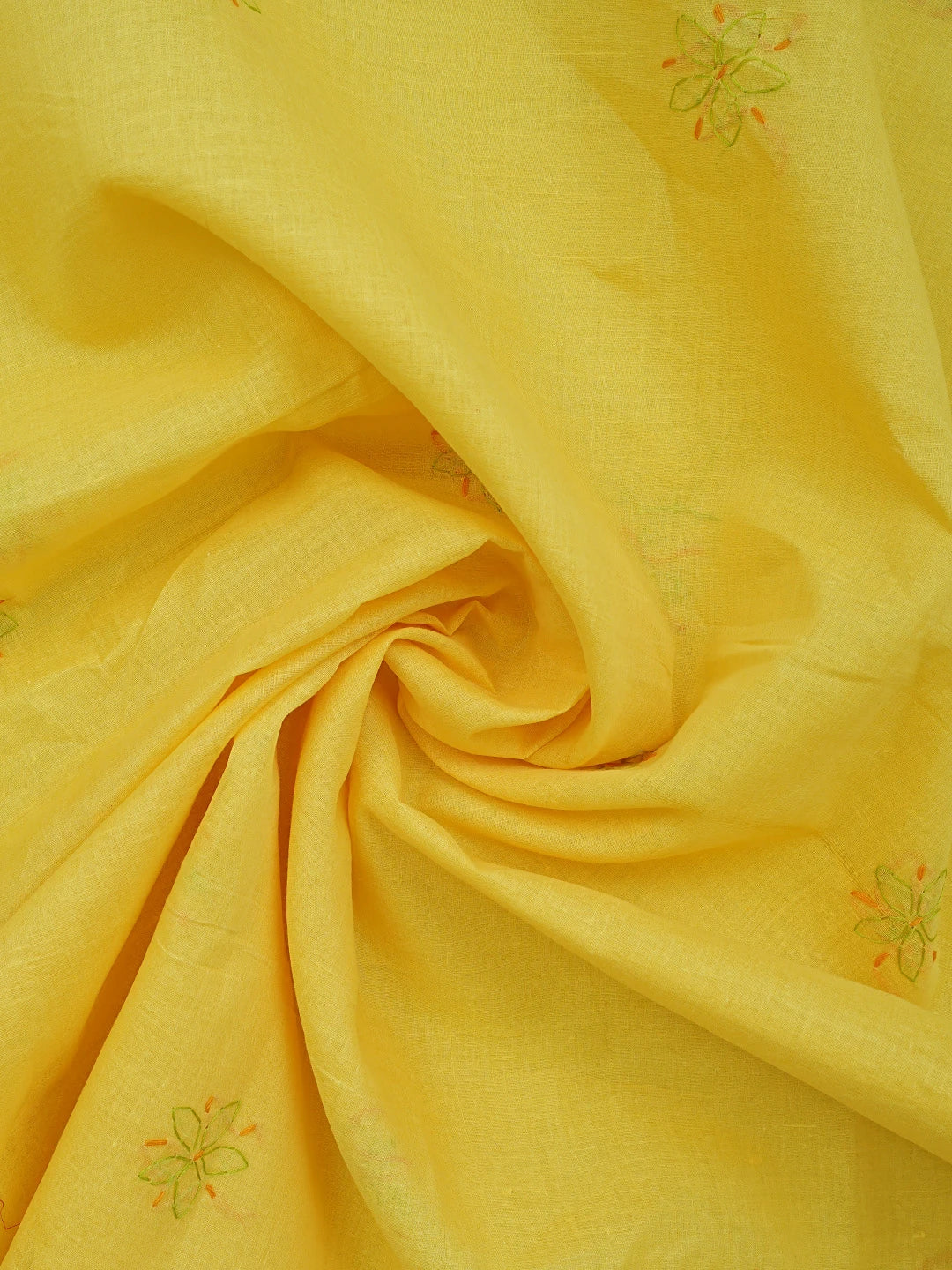 Ada Hand Embroidered Bright Yellow Cotton Lucknowi Chikankari Unstitched Suit Piece 01A853424