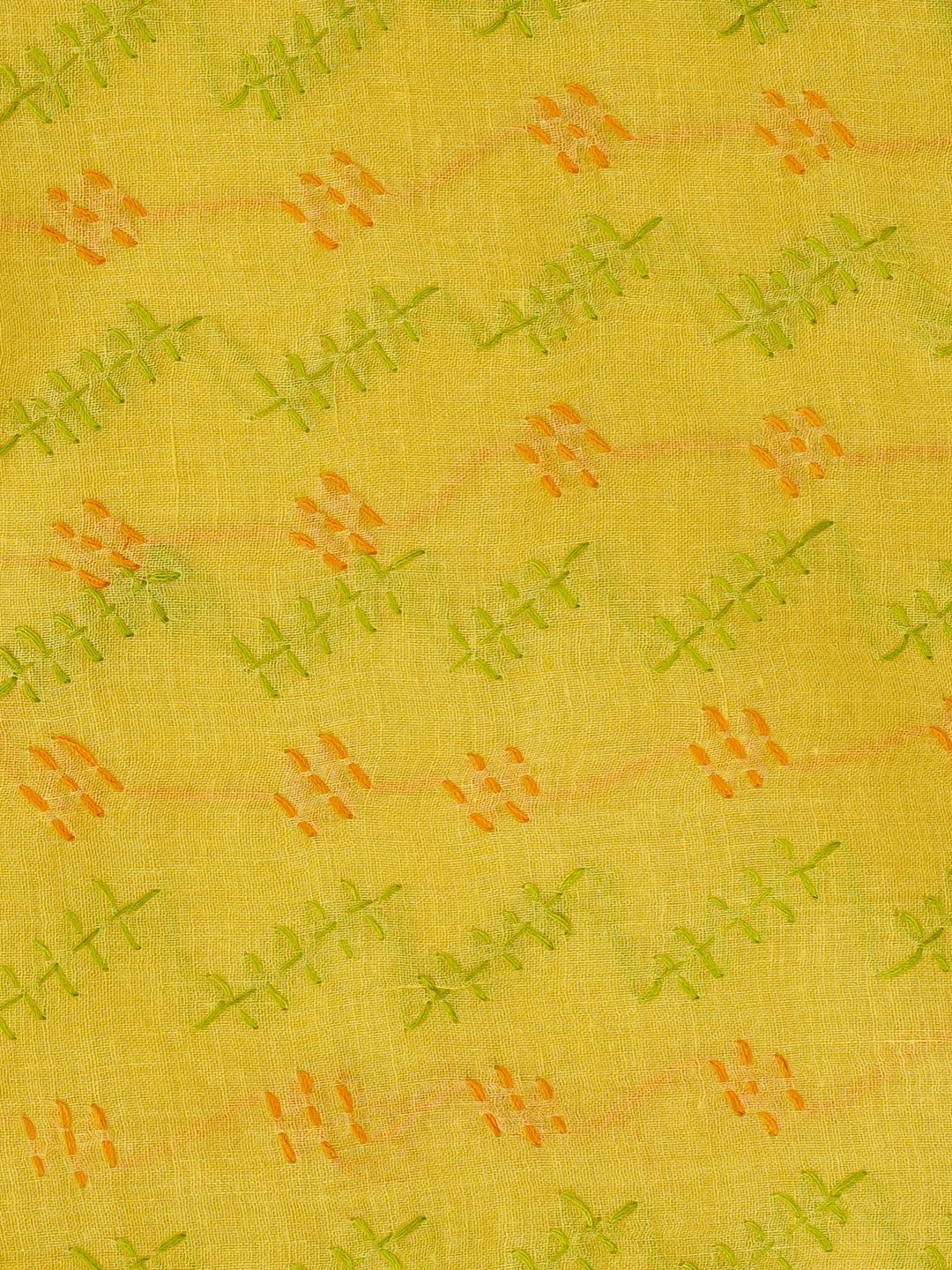 Ada Hand Embroidered Bright Yellow Cotton Lucknowi Chikankari Unstitched Suit Piece 01A853424