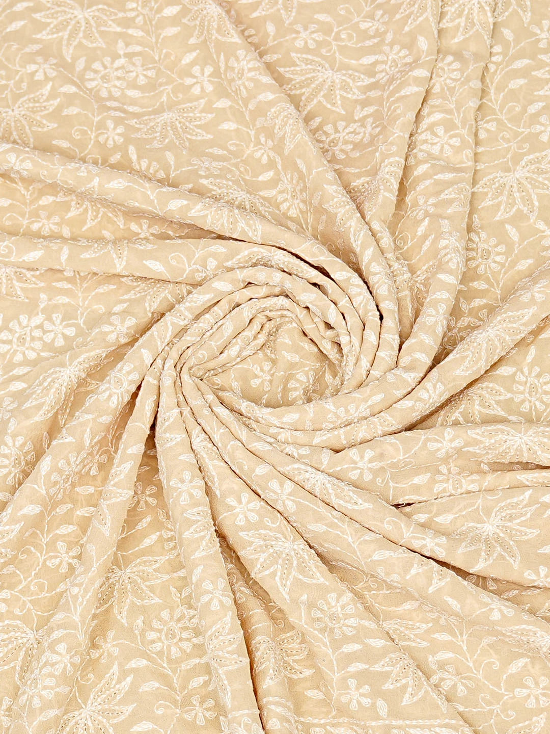 Ada Hand Embroidered Fawn Pure Georgette Lucknowi Chikankari Dupatta 01A727822