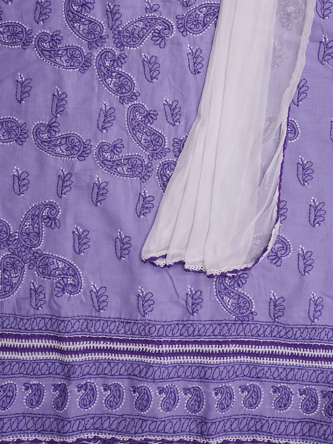 Ada Hand Embroidered Mauve Cotton Lucknowi Chikankari Unstitched Suit Piece 01A853007