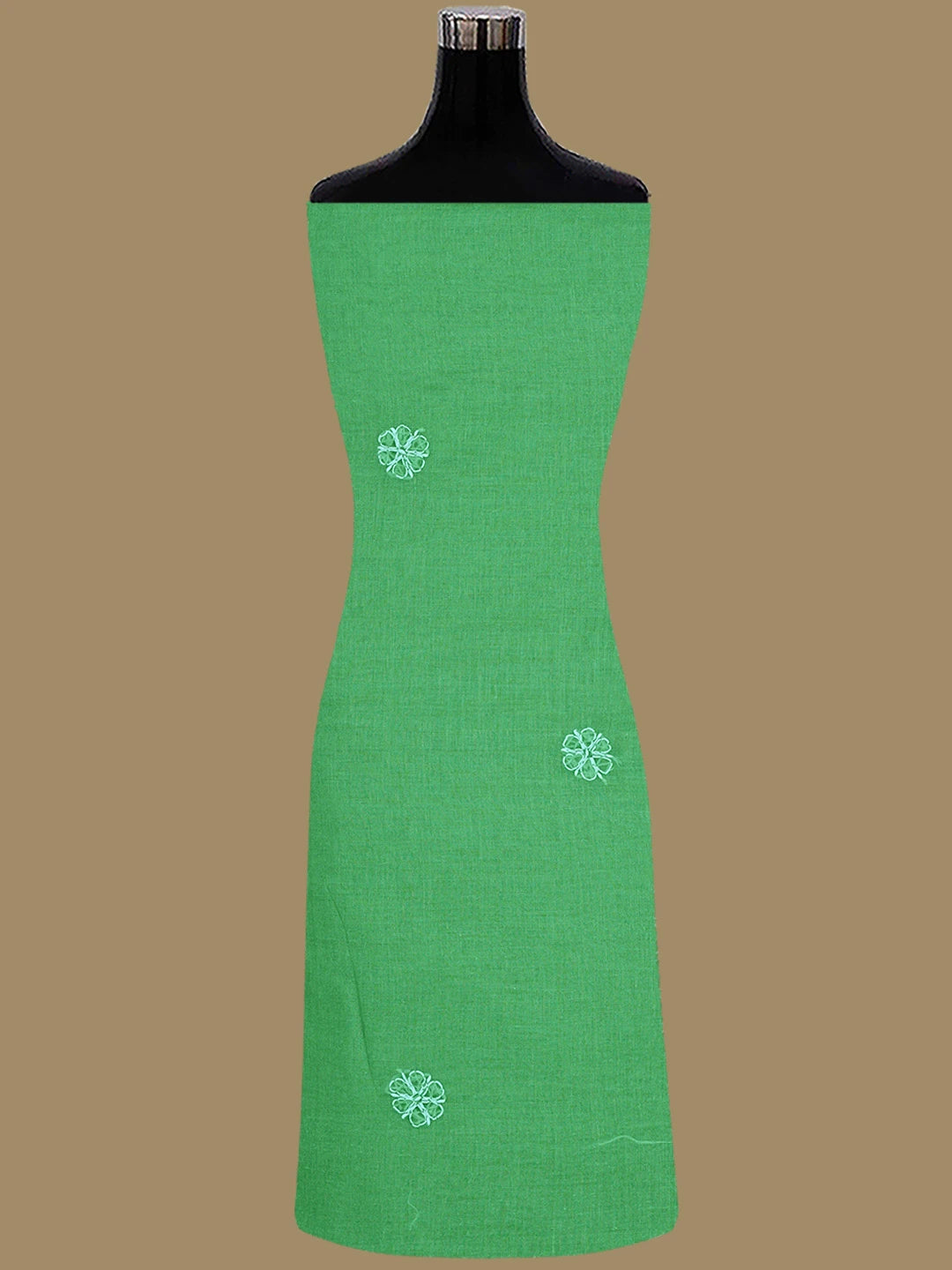 Ada Hand Embroidered Pickle Green Cotton Lucknowi Chikankari Unstitched Suit Piece 01A854958