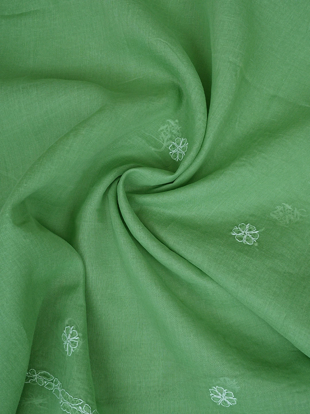 Ada Hand Embroidered Pickle Green Cotton Lucknowi Chikankari Unstitched Suit Piece 01A854958