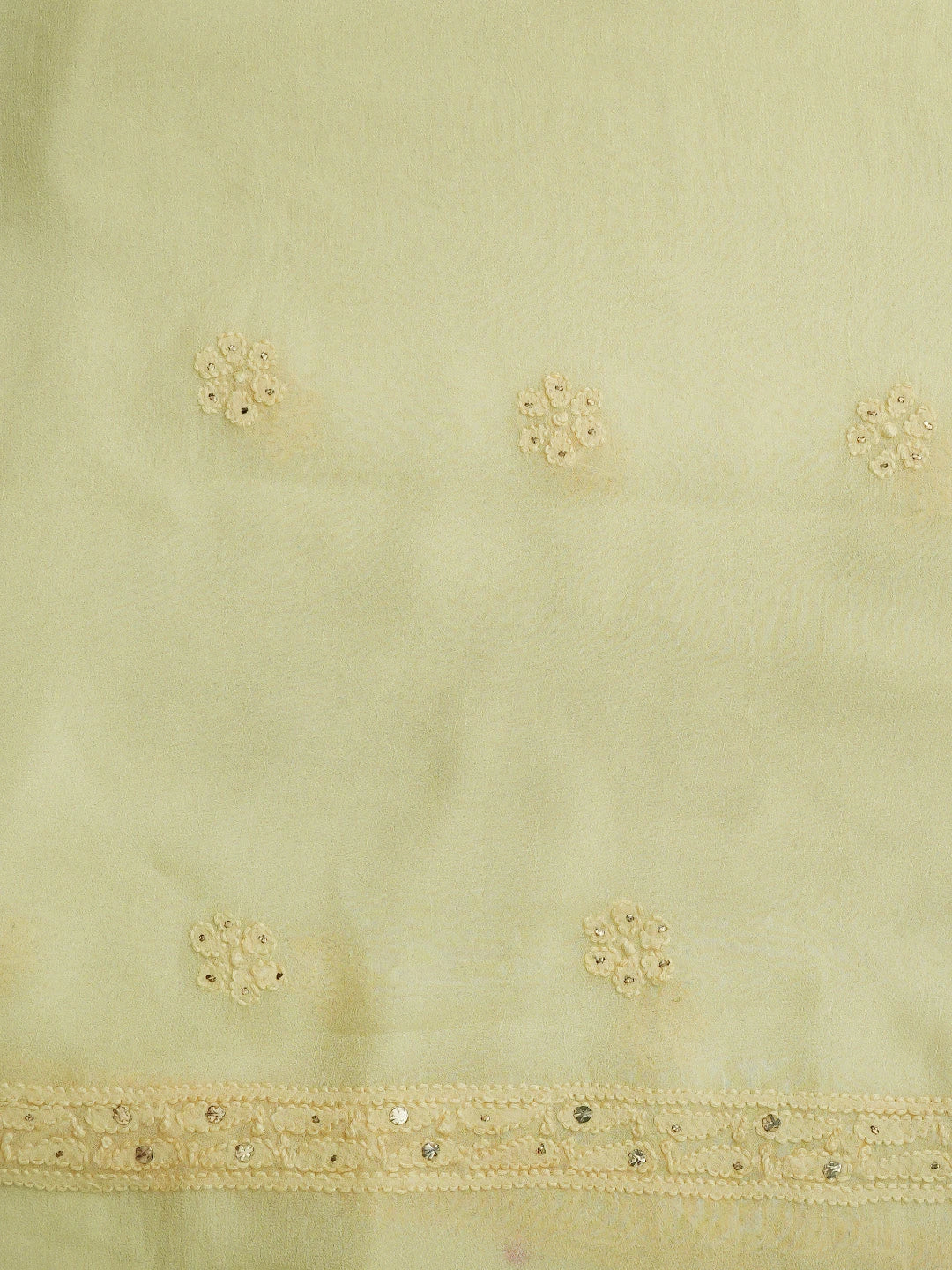 Ada Hand Embroidered Light Lemon Viscose Georgette Lucknowi Chikankari Unstitched Kurta Dupatta Set With Mukaish Work 01A785337