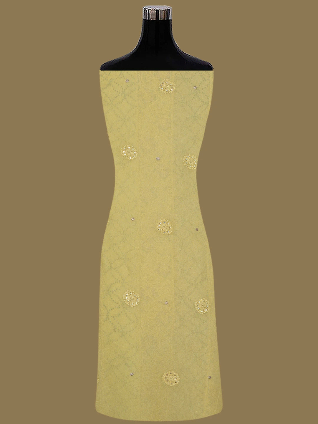 Ada Hand Embroidered Fawn Viscose Georgette Lucknowi Chikankari Unstitched Kurta Dupatta Set With Sequinned Work 01A615775