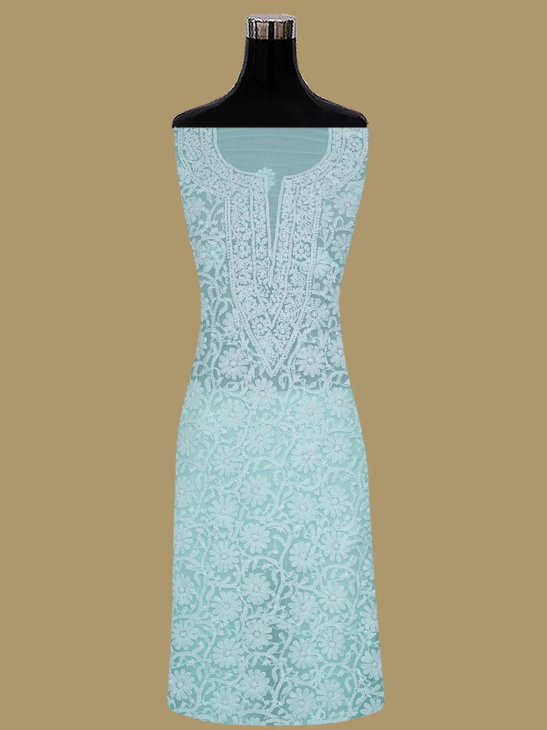 Ada Hand Embroidered Arctic Blue Georgette Lucknowi Chikankari Unstitched Suit Piece 01A859800