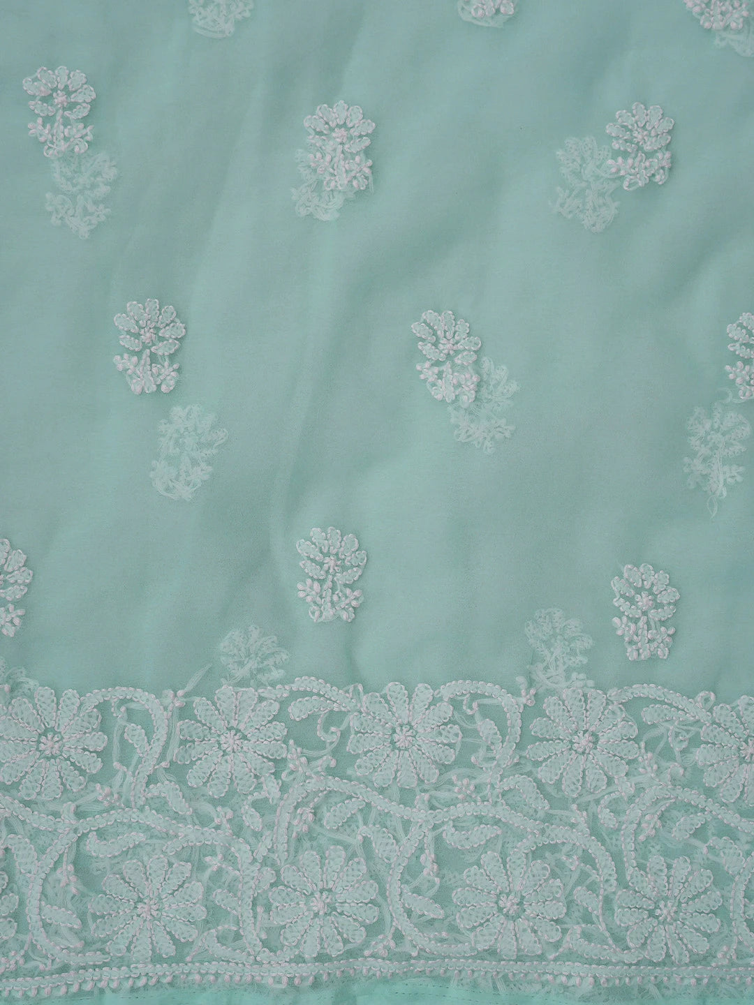 Ada Hand Embroidered Arctic Blue Georgette Lucknowi Chikankari Unstitched Suit Piece 01A859800