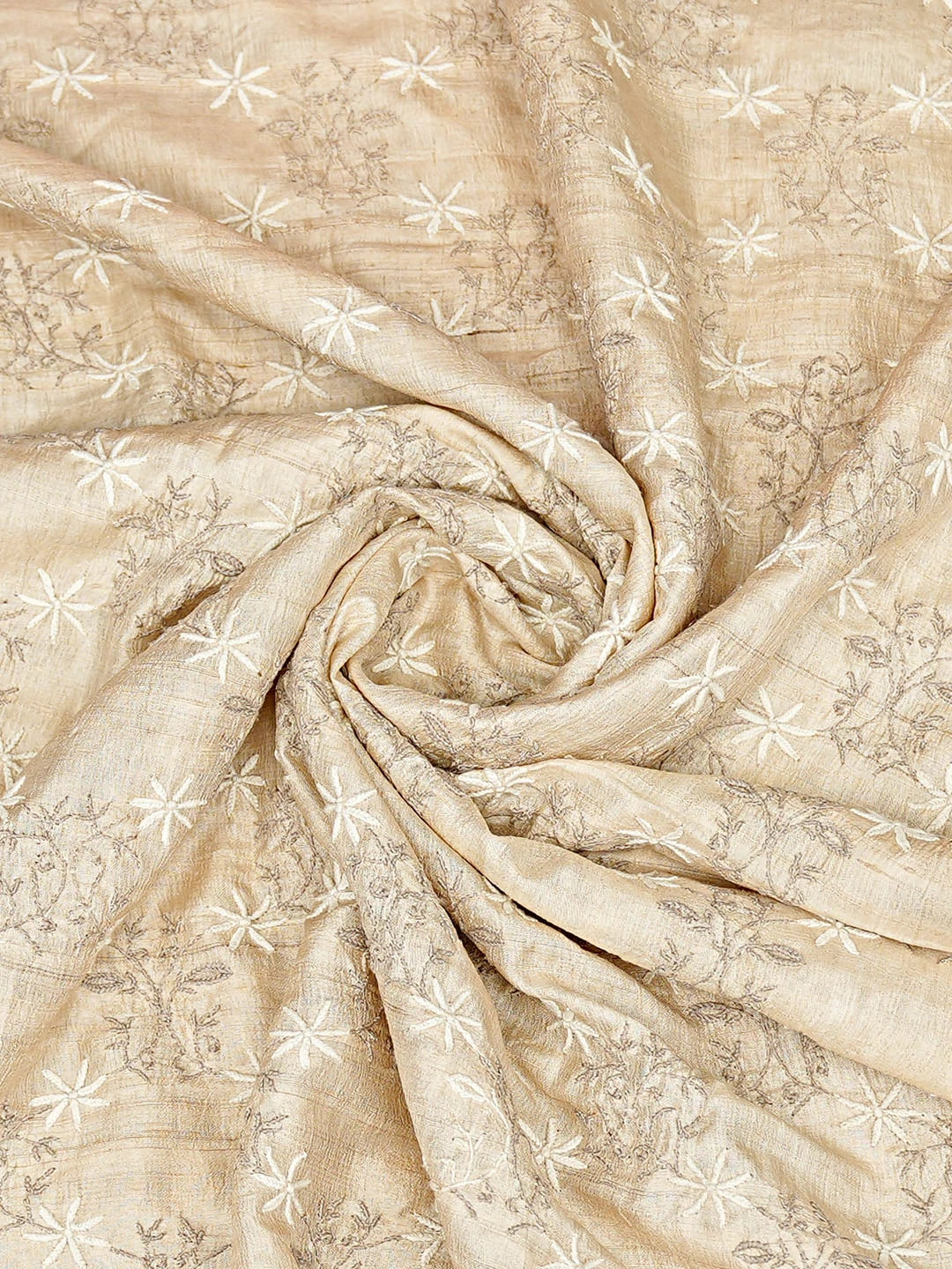 Ada Hand Embroidered Fawn Silk Lucknowi Chikankari Dupatta 01A785572