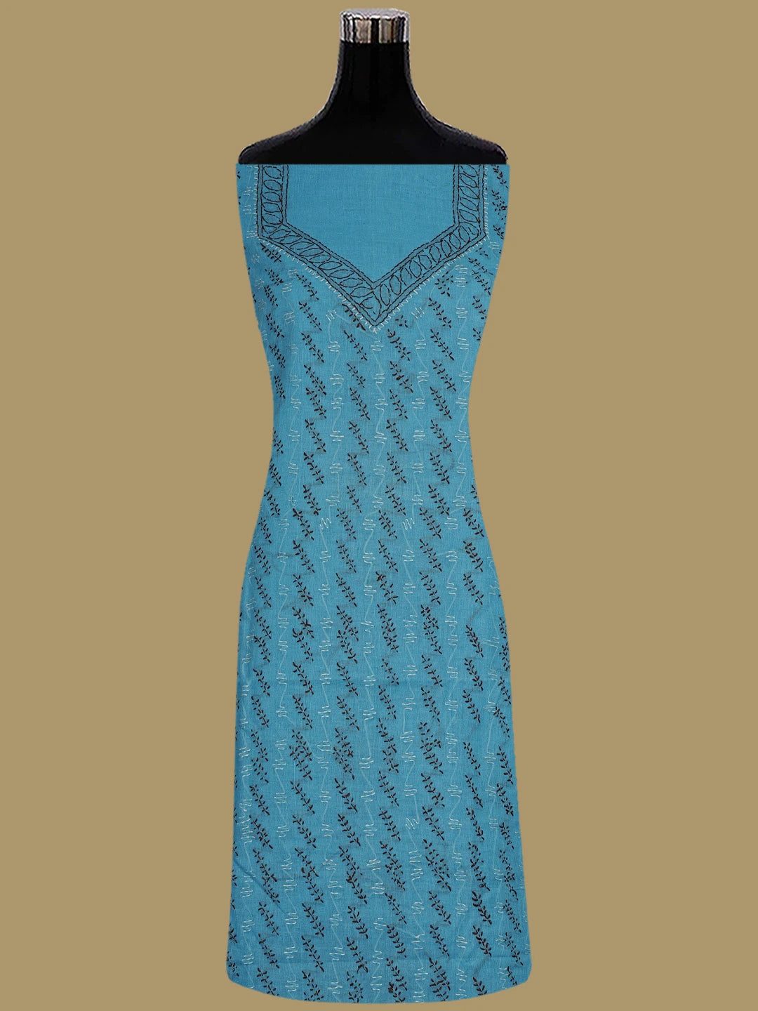 Ada Hand Embroidered Dark Blue Cotton Lucknowi Chikankari Unstitched Suit Piece 01A853432