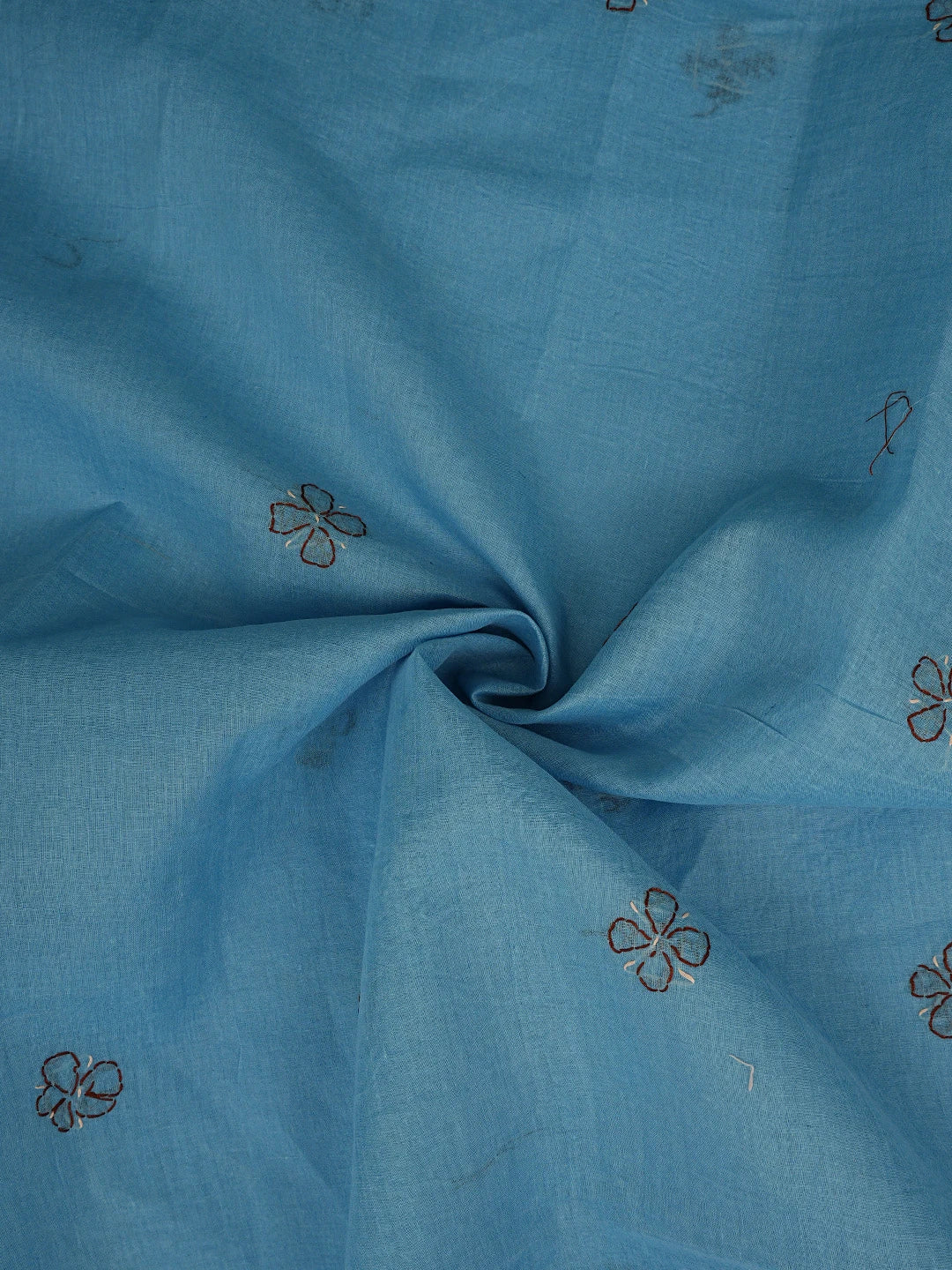Ada Hand Embroidered Dark Blue Cotton Lucknowi Chikankari Unstitched Suit Piece 01A853432
