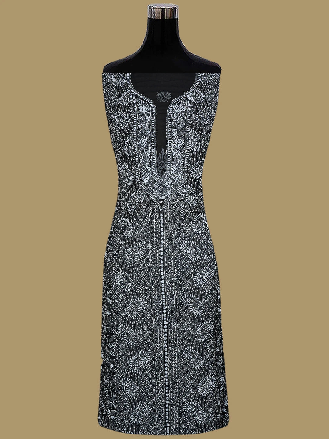 Ada Hand Embroidered Black Georgette Lucknowi Chikankari Unstitched Suit Piece 01A835644