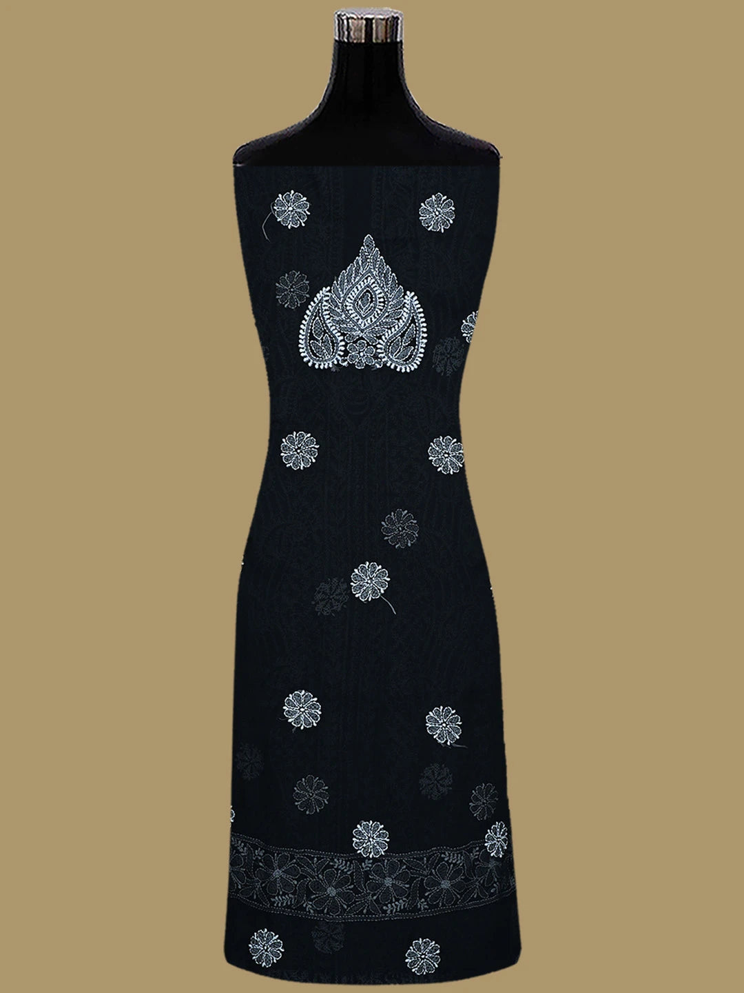 Ada Hand Embroidered Black Georgette Lucknowi Chikankari Unstitched Suit Piece 01A835644