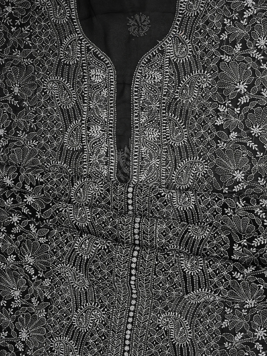 Ada Hand Embroidered Black Georgette Lucknowi Chikankari Unstitched Suit Piece 01A835644