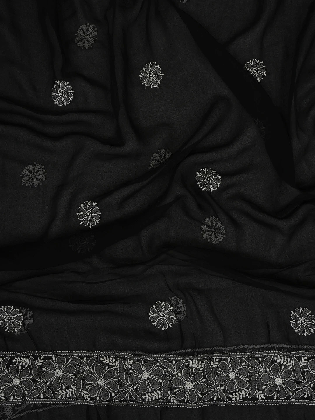 Ada Hand Embroidered Black Georgette Lucknowi Chikankari Unstitched Suit Piece 01A835644