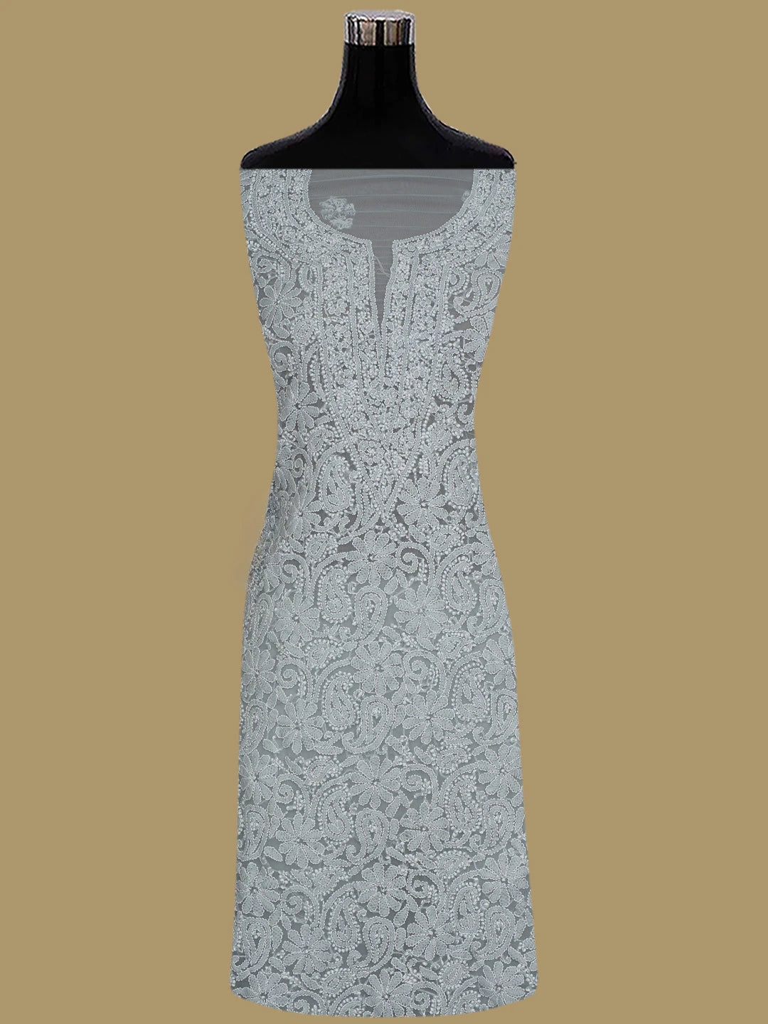 Ada Hand Embroidered Grey Georgette Lucknowi Chikankari Unstitched Suit Piece 01A859815