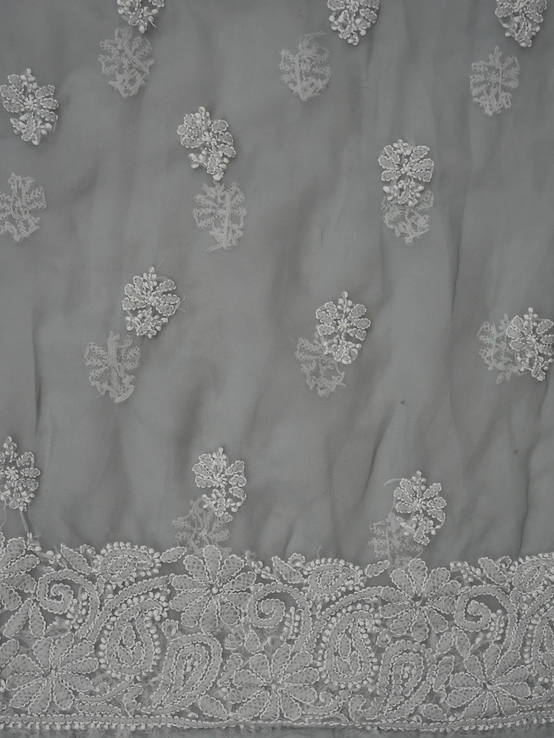 Ada Hand Embroidered Grey Georgette Lucknowi Chikankari Unstitched Suit Piece 01A859815